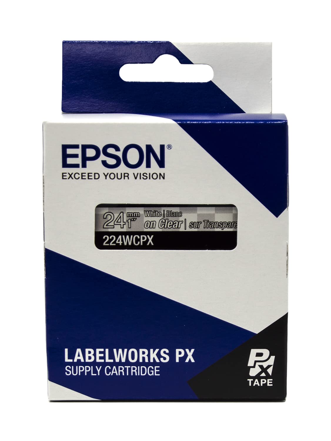 Epson LABELWORKS 224WCPX PET (Polyester) White on Clear Label Maker Tape - 1