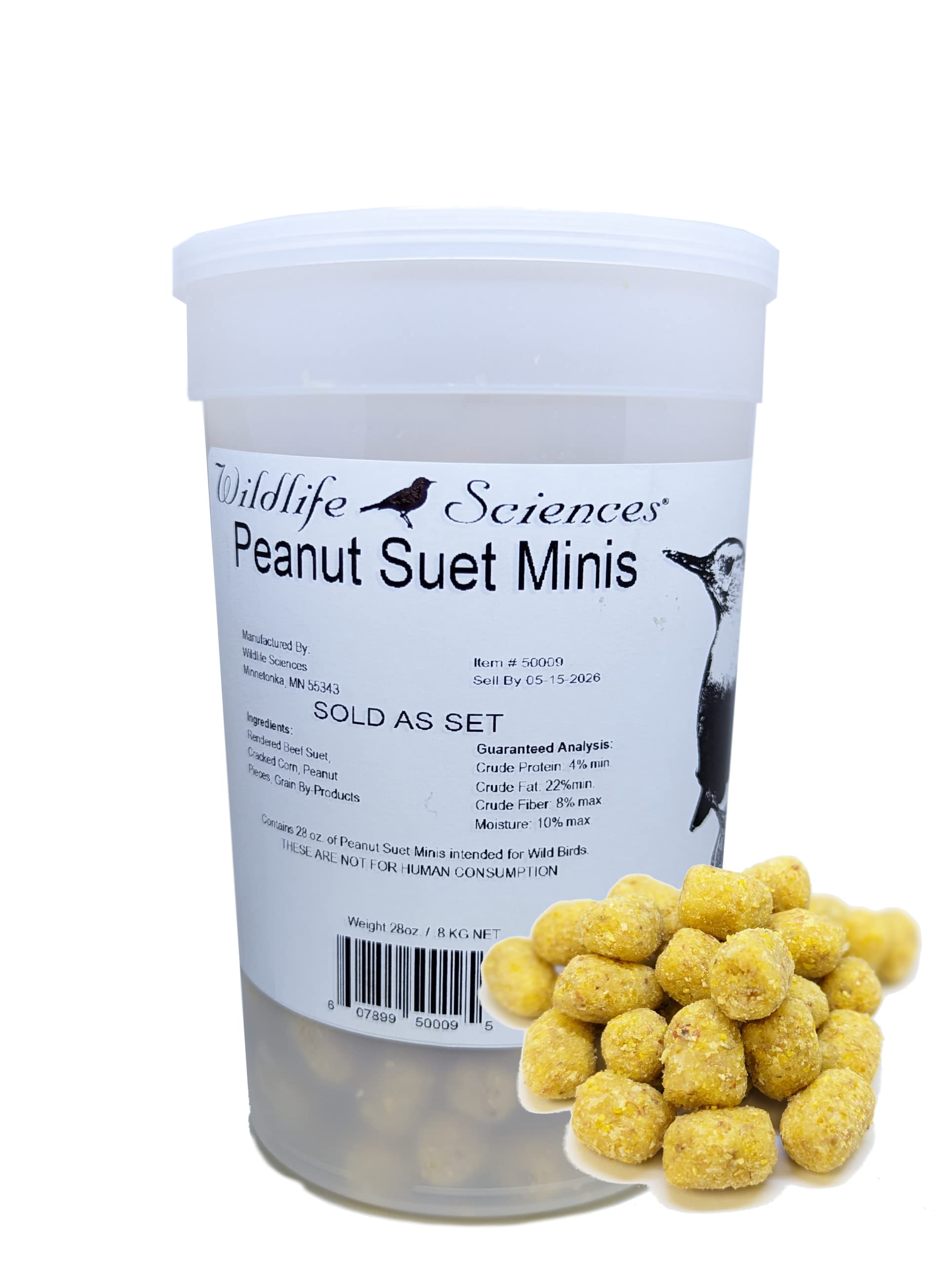 Wildlife Sciences No Melt Suet Dough Suet Minis - Peanut Flavor Bird Food for Year-Round Feeding | Attracts Woodpeckers, Chickadees & Nuthatches | Perfect for Backyard Bird Feeders & Wildlife Enthusiasts