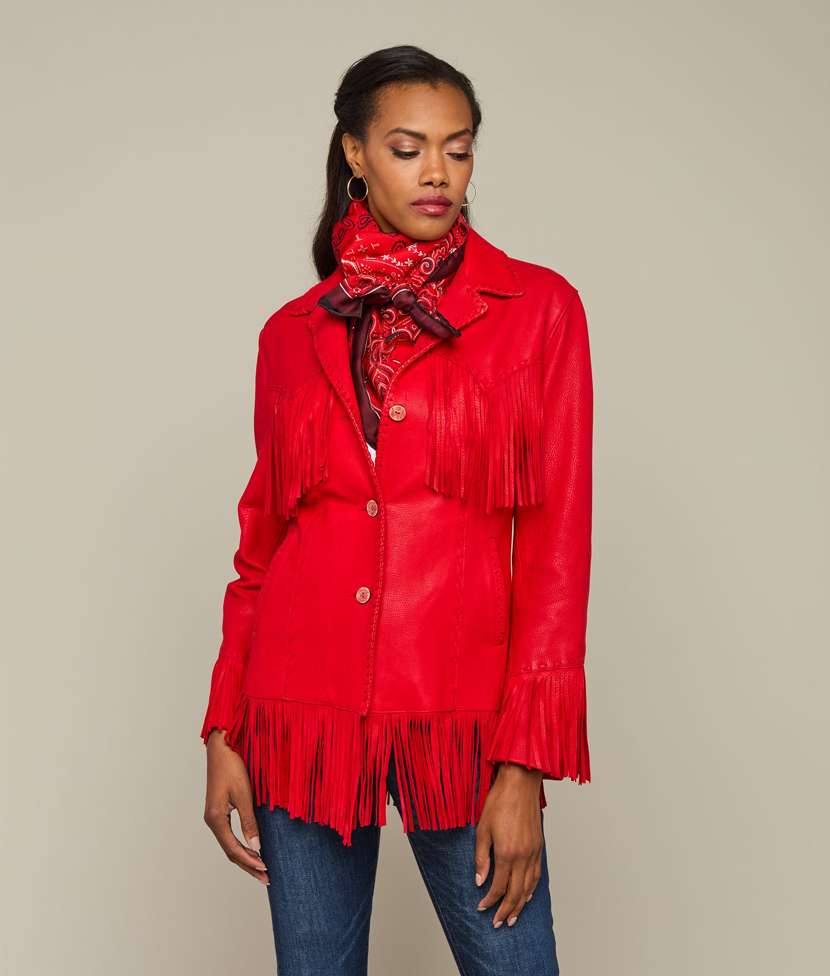 Stylish Red Fringe Jacket for Women - Trendy Boho Outerwear for Parties, Concerts & Festivals | Fashionable Fall & Winter Coat