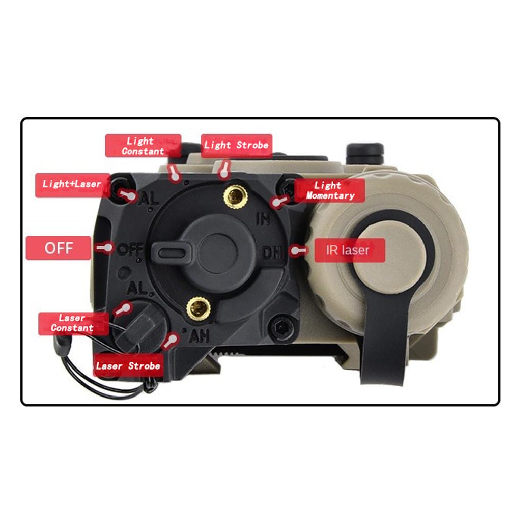Tactical OG Box Laser Sight with Strobe, Momentary & Constant Modes - White Flashlight + Red/Green/Blue/IR Laser - Includes Pressure Switch for 20mm Rail (Black, Blue Laser) - Perfect for Hunting, Airsoft & Tactical Training
