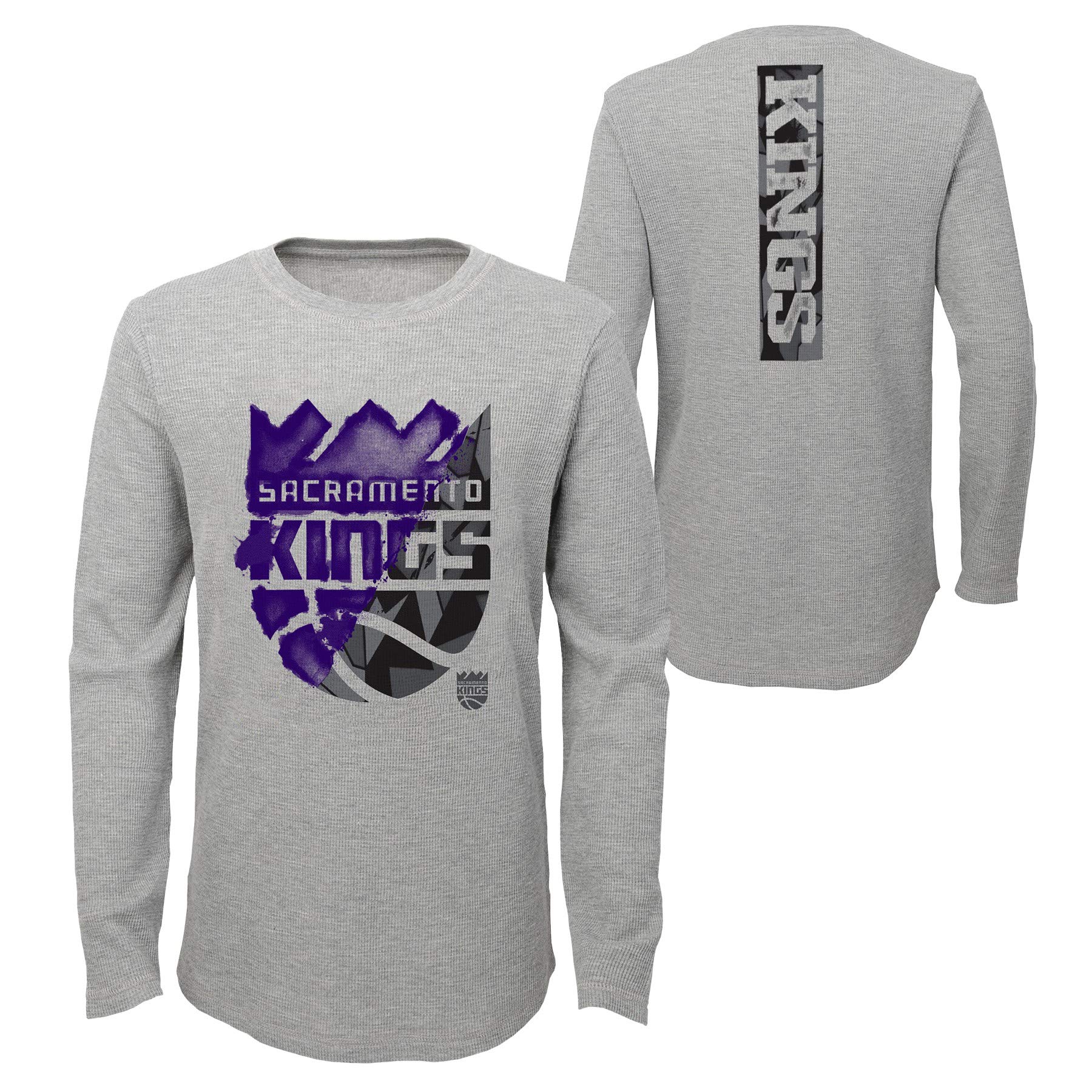 NBA Youth Boys (8-20) Black Out Long Sleeve Waffle Knit Thermal Tee - Warm Winter Layering Shirt for Basketball Fans & Cold Weather Activities