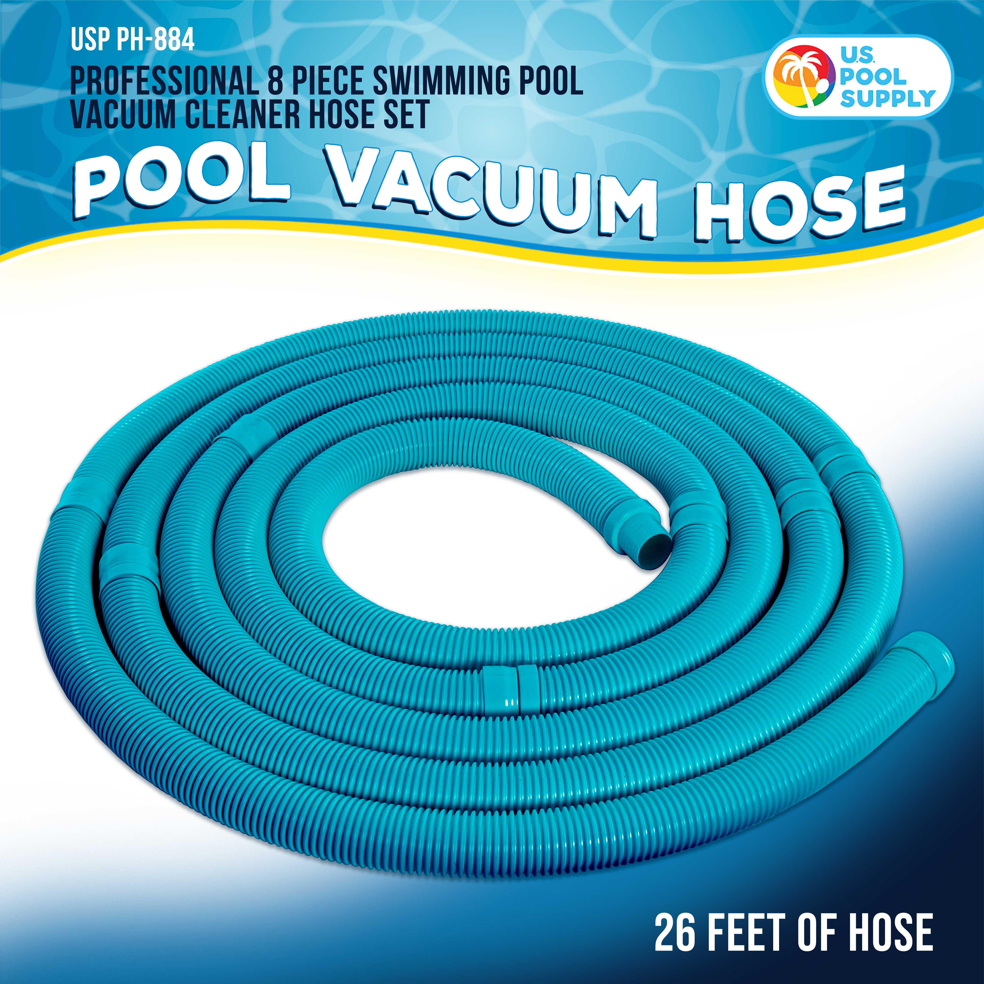 Professional 8-Piece Swimming Pool Vacuum Cleaner Hose Set - 40 Ft Flexible Spiral Wound Connector with 1.5