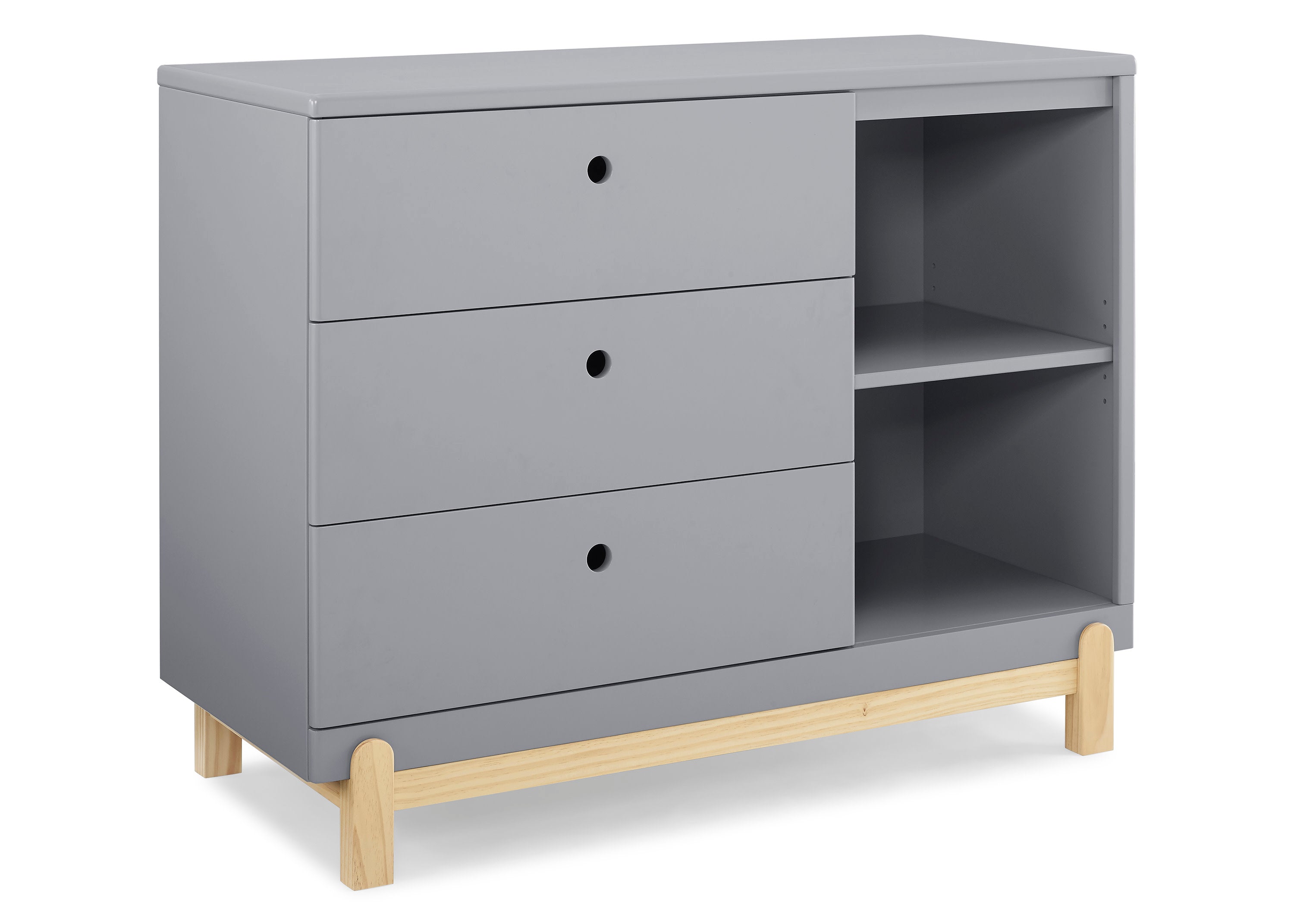 Poppy 3 Drawer Dresser with Cubbies - Modern Wooden Storage Cabinet for Bedroom, Nursery & Kids Room Organization - Perfect for Clothes, Toys & Accessories