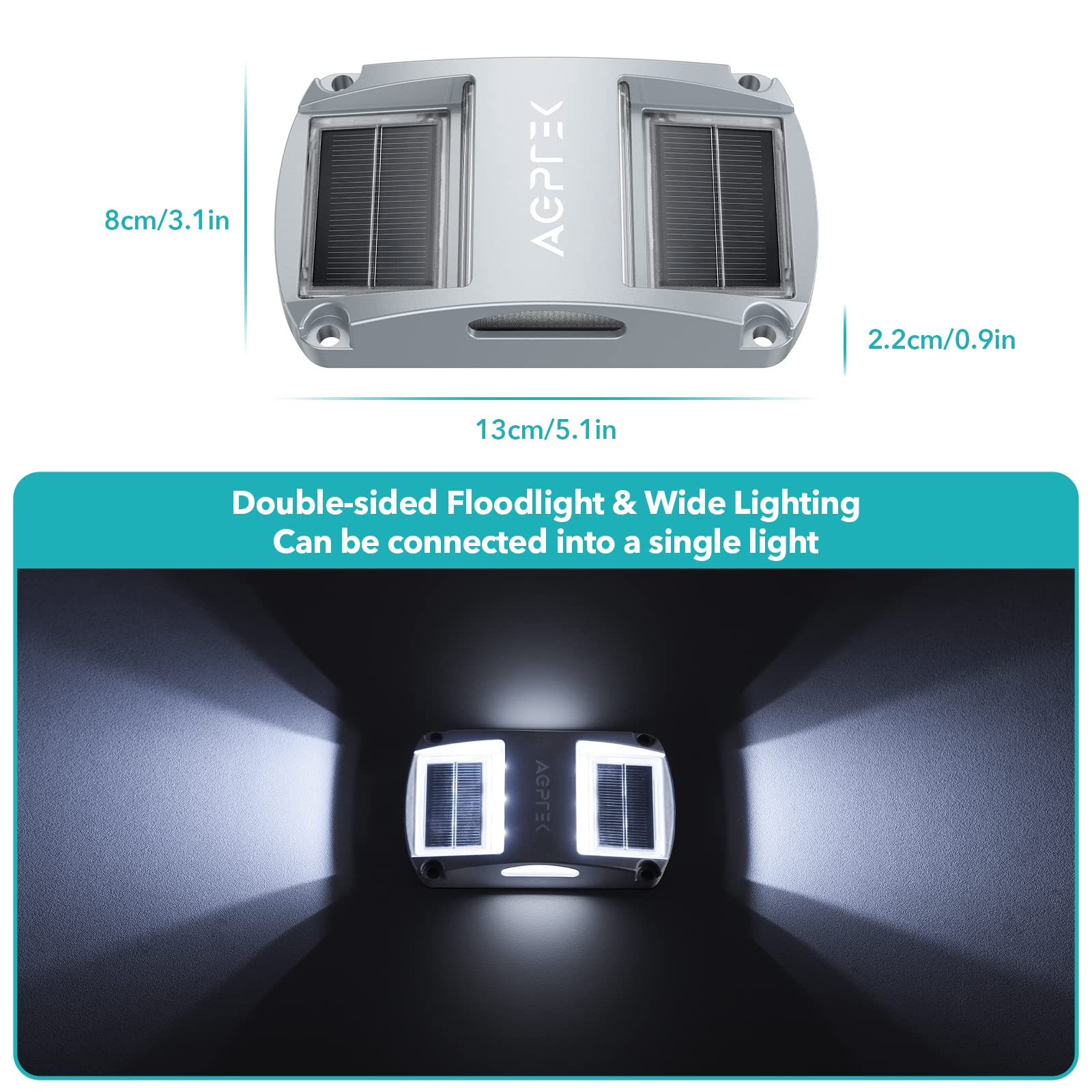 AGPTEK 12 Pack Solar Driveway Lights - White LED Deck Lights | Waterproof & Solar Powered Outdoor Marker Lights for Warning, Pathway, Garden, Yard | Easy to Install for Driveway, Walkway & Landscape Lighting
