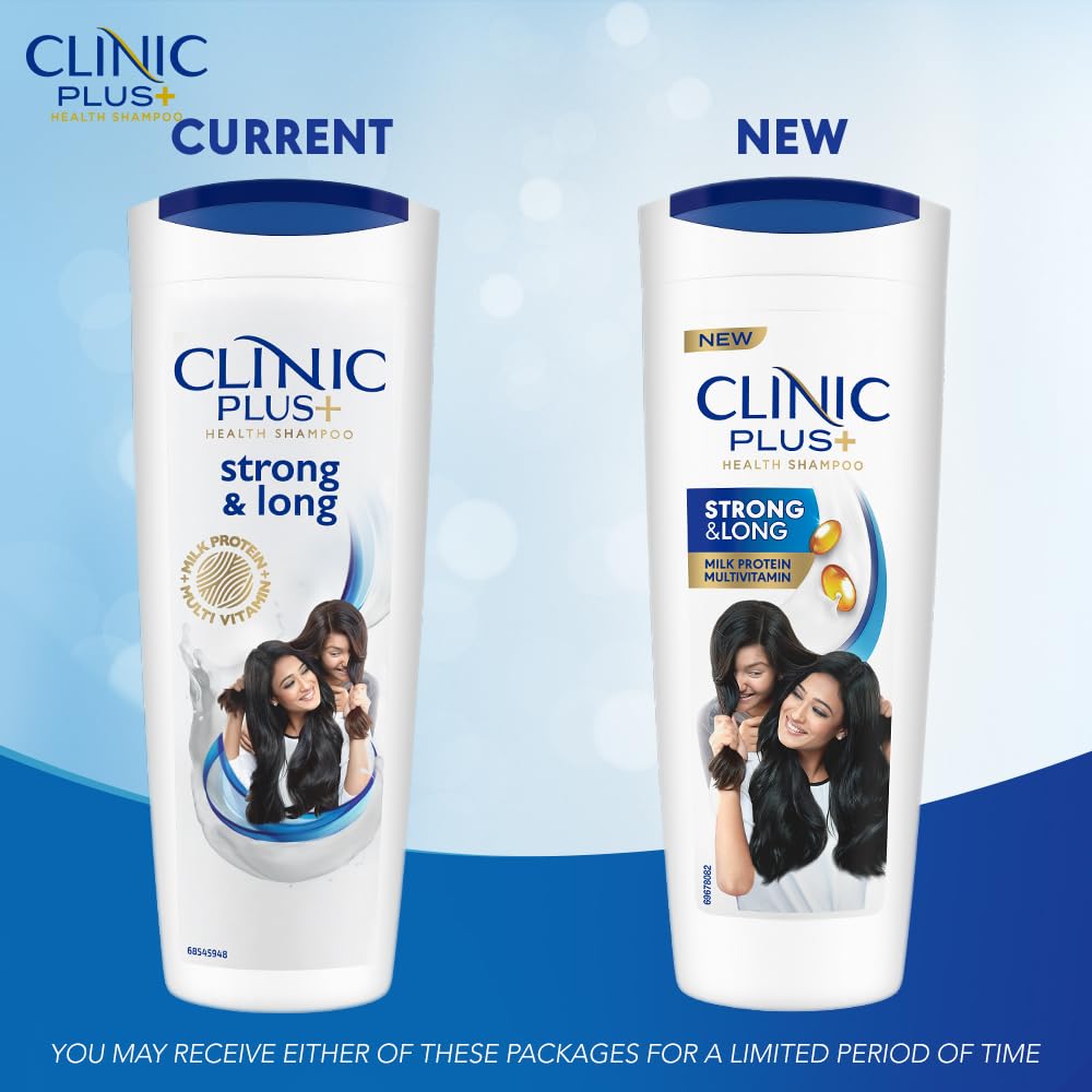 Clinic Plus Strong & Long Hair Growth Shampoo 12oz (355ml) with Milk Proteins & Multivitamins - Strengthening Shampoo for Healthy, Long Hair - Perfect for Daily Hair Care & Scalp Nourishment