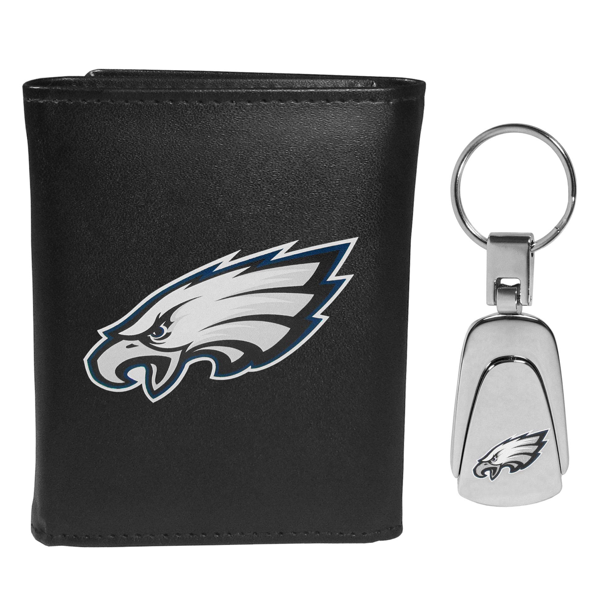 Premium Siskiyou Genuine Leather Tri-Fold Wallet with RFID Blocking & Matching Steel Keychain - Perfect for Men's Everyday Carry, Travel, and Gift Giving