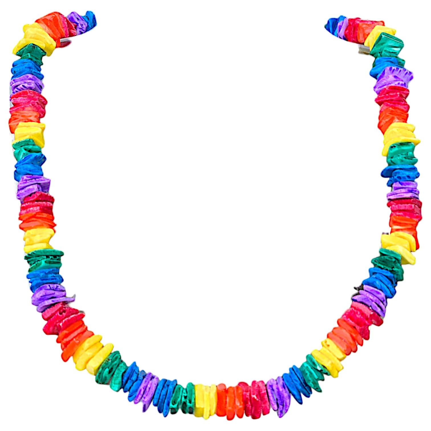 BlueRica Puka Shell Chips Necklace and Anklet Set - Natural Beach Shell Jewelry for Women, Boho Style Layered Necklace and Ankle Bracelet (Multi Color) - Perfect for Summer Vacation, Beach Party and Boho Fashion Accessories