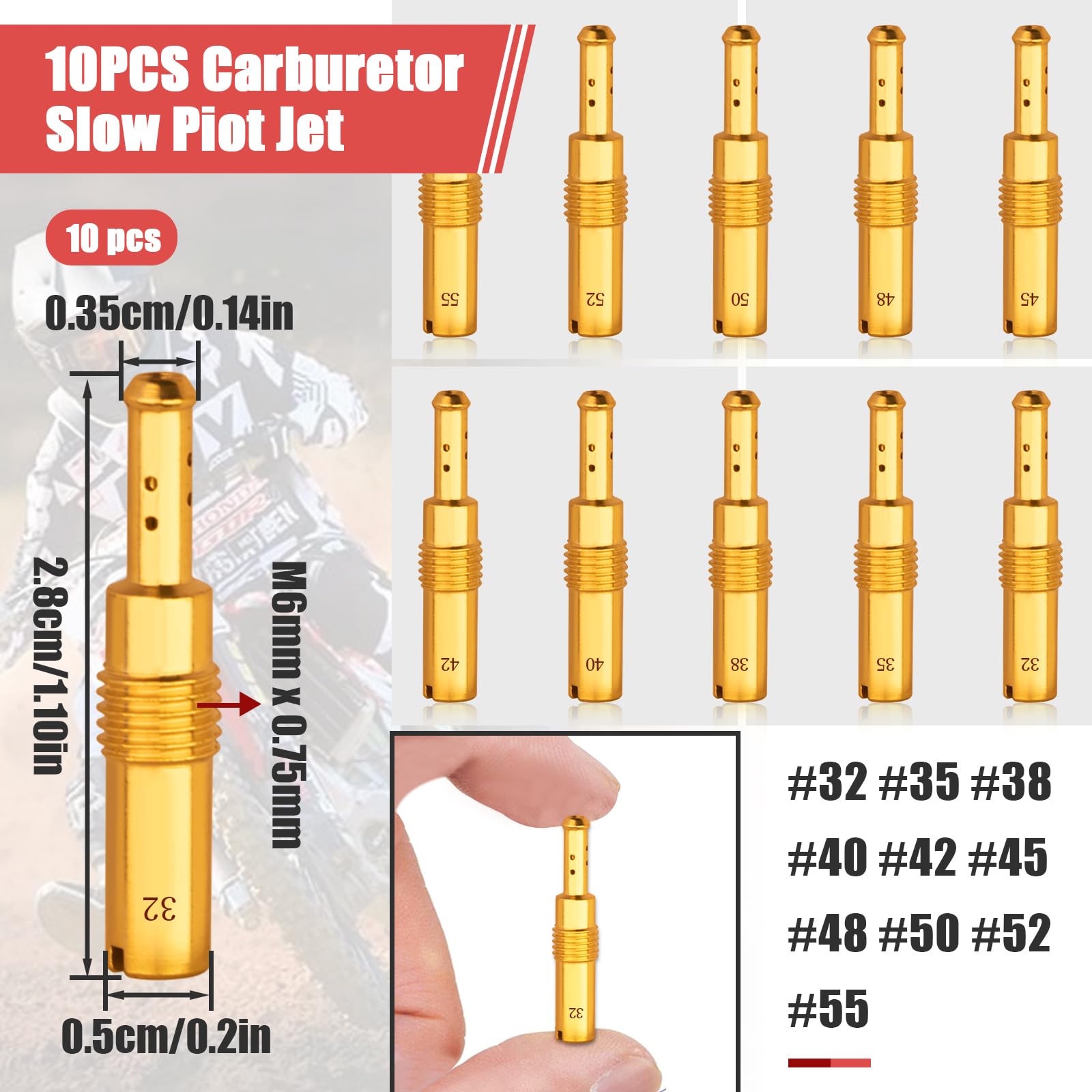 40 Pcs Carburetor Main Jet & Slow Pilot Jet Kit for PWK Keihin OKO CVK Crab - Includes 30 Main Jets & 10 Slow Pilot Jets - Replacement for SCL-2018090002-ZH-T-01/02 SCL-2018090001/03-ZH-T-0101 - Perfect for Motorcycle, ATV & Dirt Bike Carburetor Tuning & Performance Upgrade