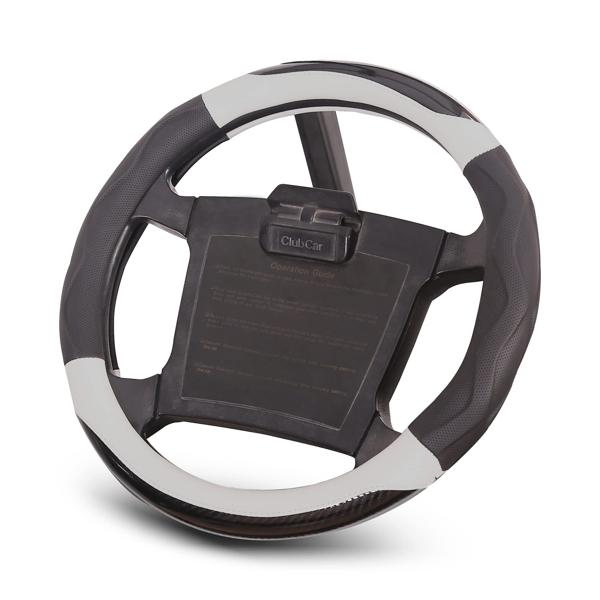 Premium PU Leather Microfiber Anti-Slip Golf Cart Steering Wheel Cover for Club Car - Black & Grey | Comfort Grip & Enhanced Control for Golf Carts, Utility Vehicles & Neighborhood Cruisers