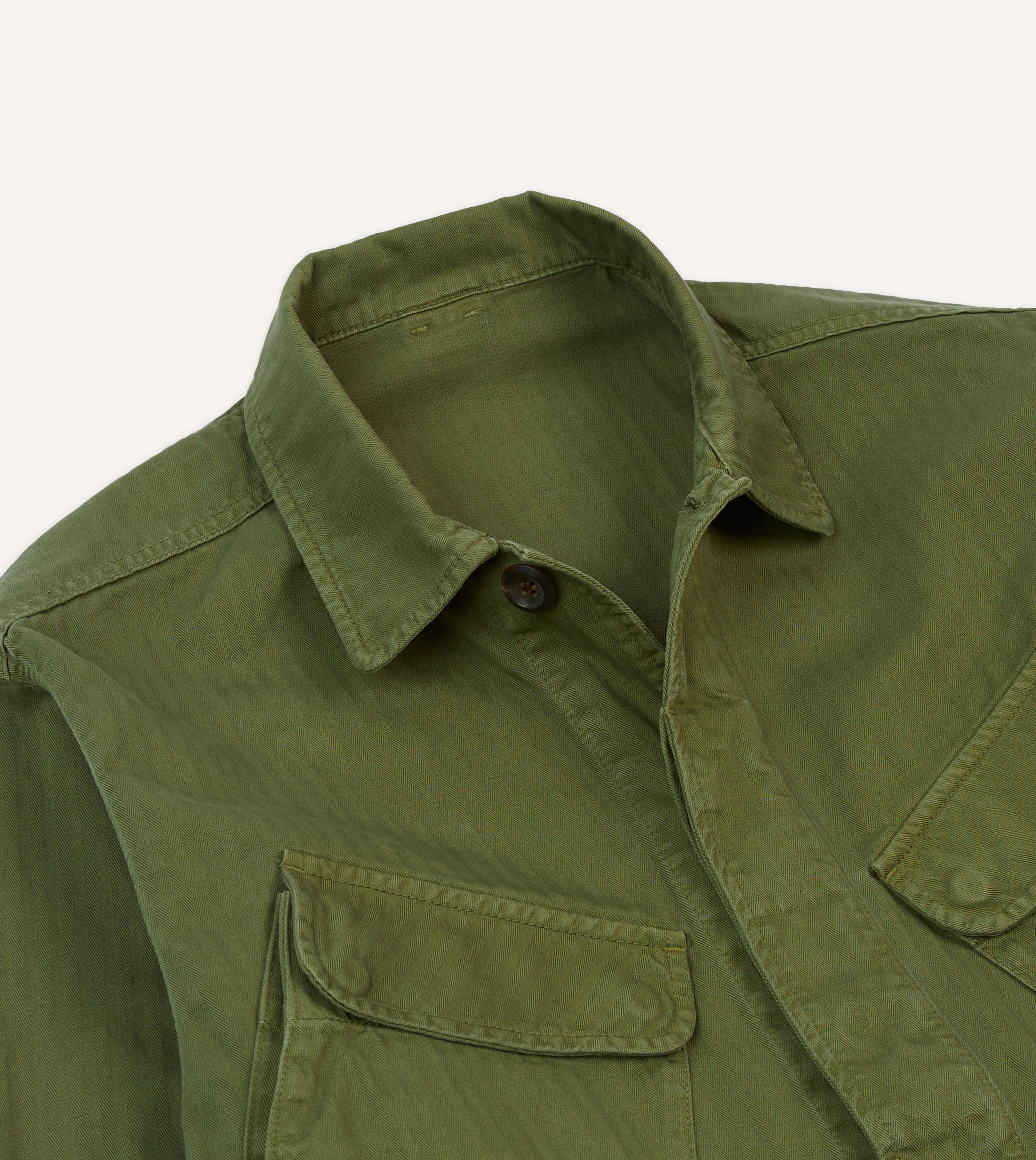 Olive Herringbone Cotton Jungle Jacket for Men - Lightweight Outdoor Adventure Jacket for Hiking, Camping & Safari - Water-Resistant & Breathable