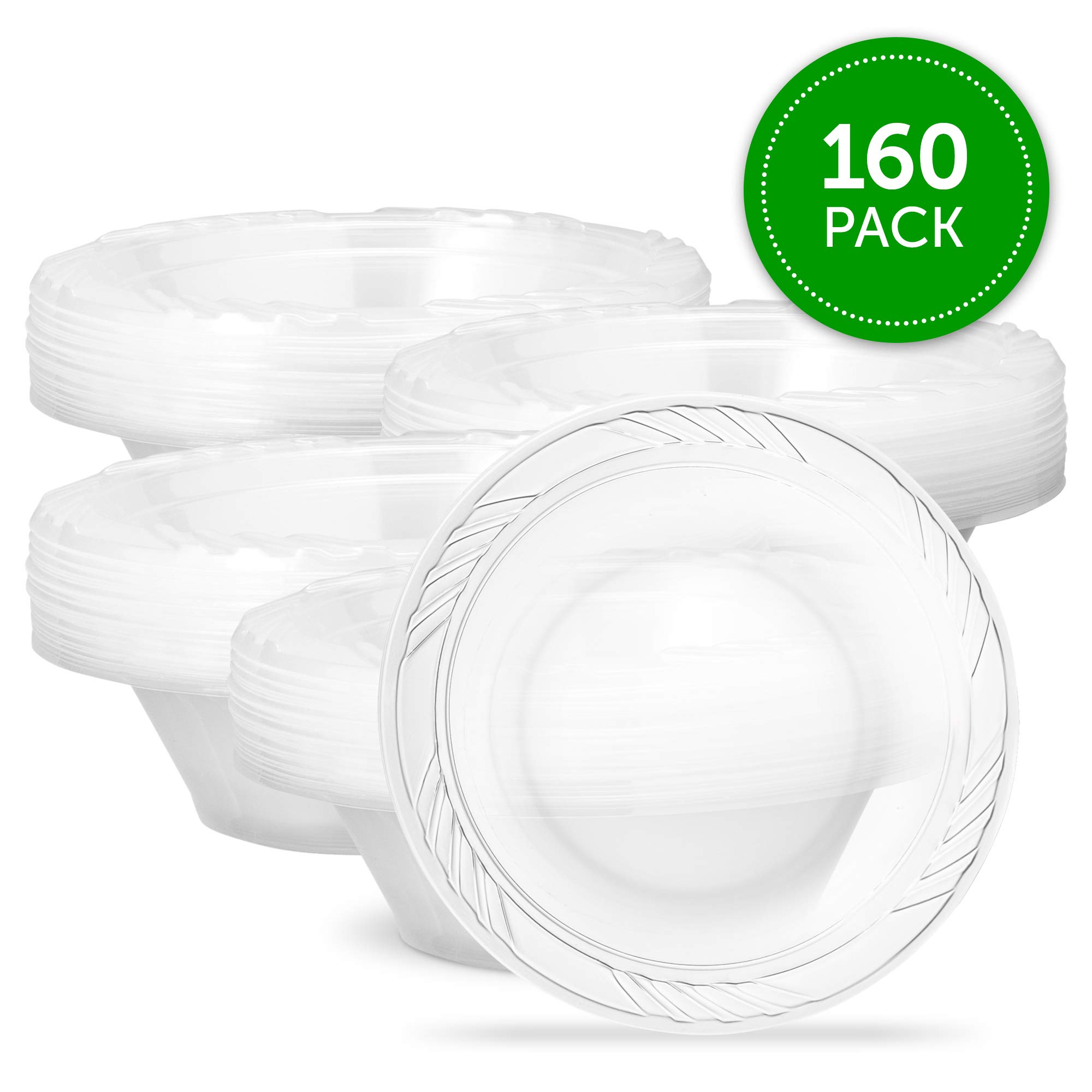 Premium 12oz Crystal Clear Disposable Plastic Soup Bowls - 160 Pack | BPA-Free Party Bowls for Catering, Restaurants & Home Use | Ideal for Soups, Salads, Ice Cream & Party Serving
