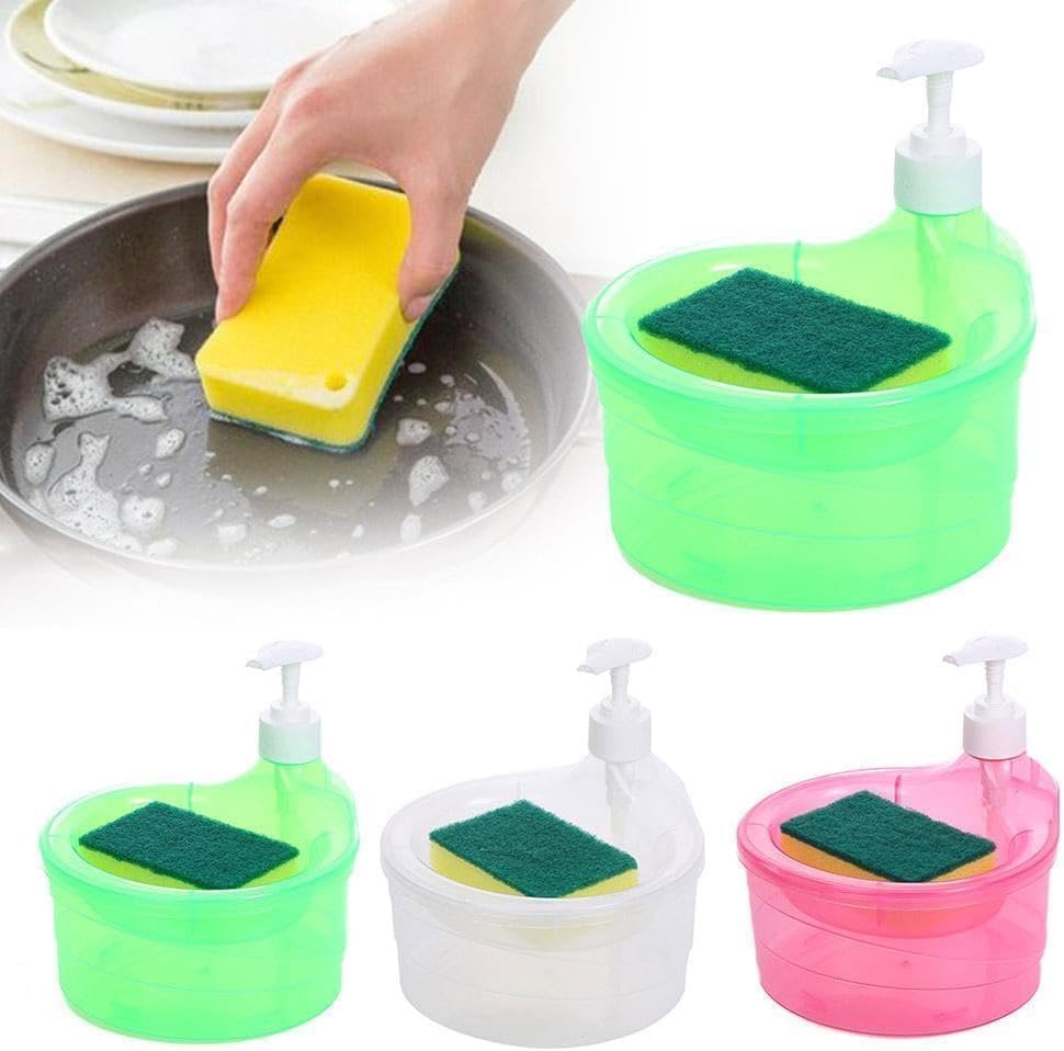 SHUTTLE ART 2-in-1 Kitchen Soap Dispenser with Sponge Holder - Multi-Color Countertop Organizer for Washing Dishes | Perfect for Kitchen Sink Accessories & Dishwashing Stations
