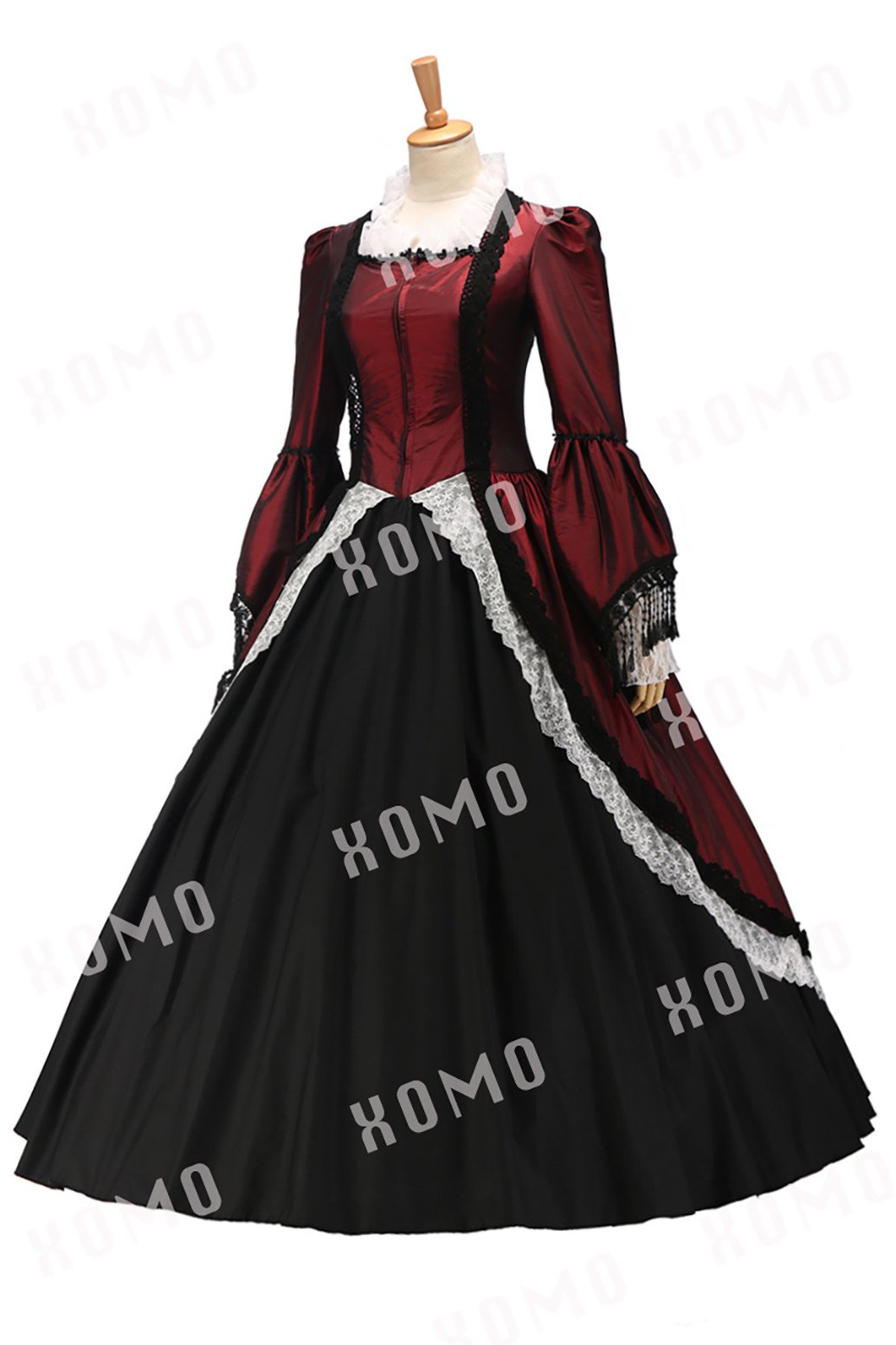 Marie Antoinette Style Victorian Dark Red Wedding Dress Ball Gown - Elegant Prom Gown for Brides, Formal Events & Historical Reenactments