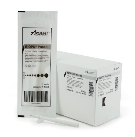 McKesson Argent Dermal Biopsy Punch 1.5mm - Box of 25 - Professional Skin Sampling Tool for Dermatology & Pathology Procedures