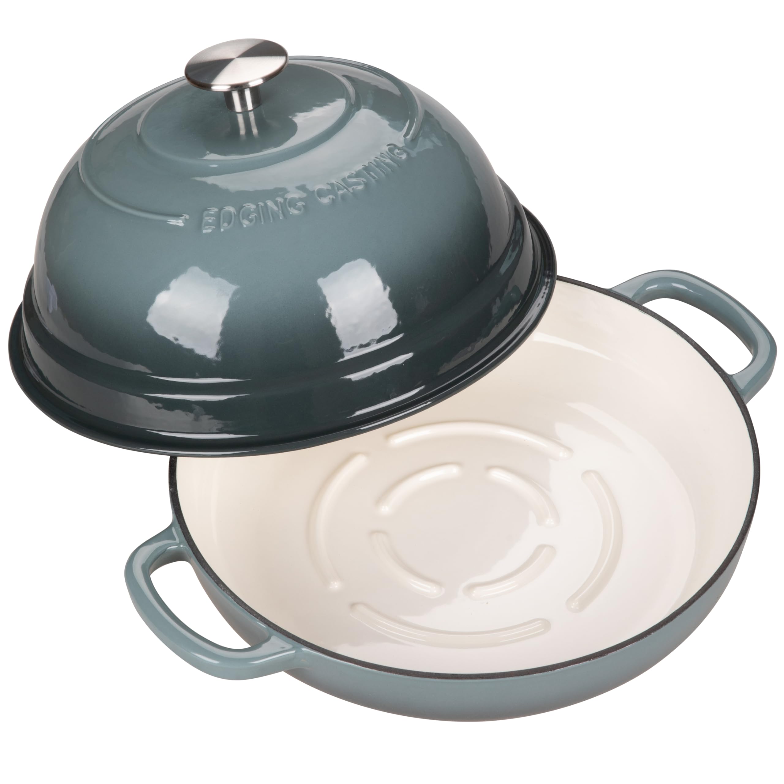 6 Quart Enameled Cast Iron Dutch Oven with Lid - Round Bread Baking Pot for Homemade Sourdough, Artisan Loaves & No-Knead Bread | Slate Blue Color | Perfect for Camping, Oven Baking & Kitchen Cooking