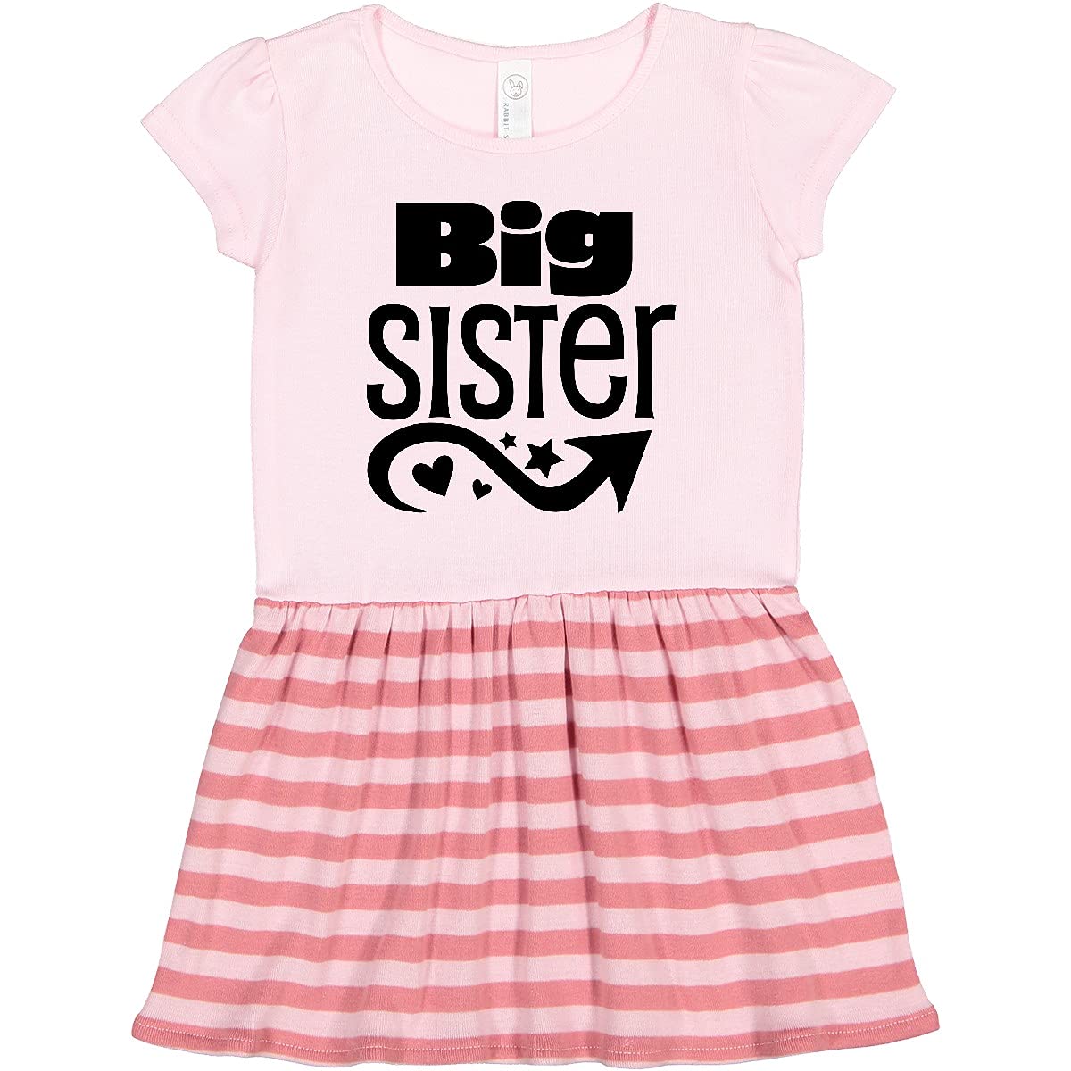 Inktastic Big Sister Arrow Stars Hearts Toddler Dress - Cute Baby Girl Outfit for Birthday, Family Photos & Special Occasions