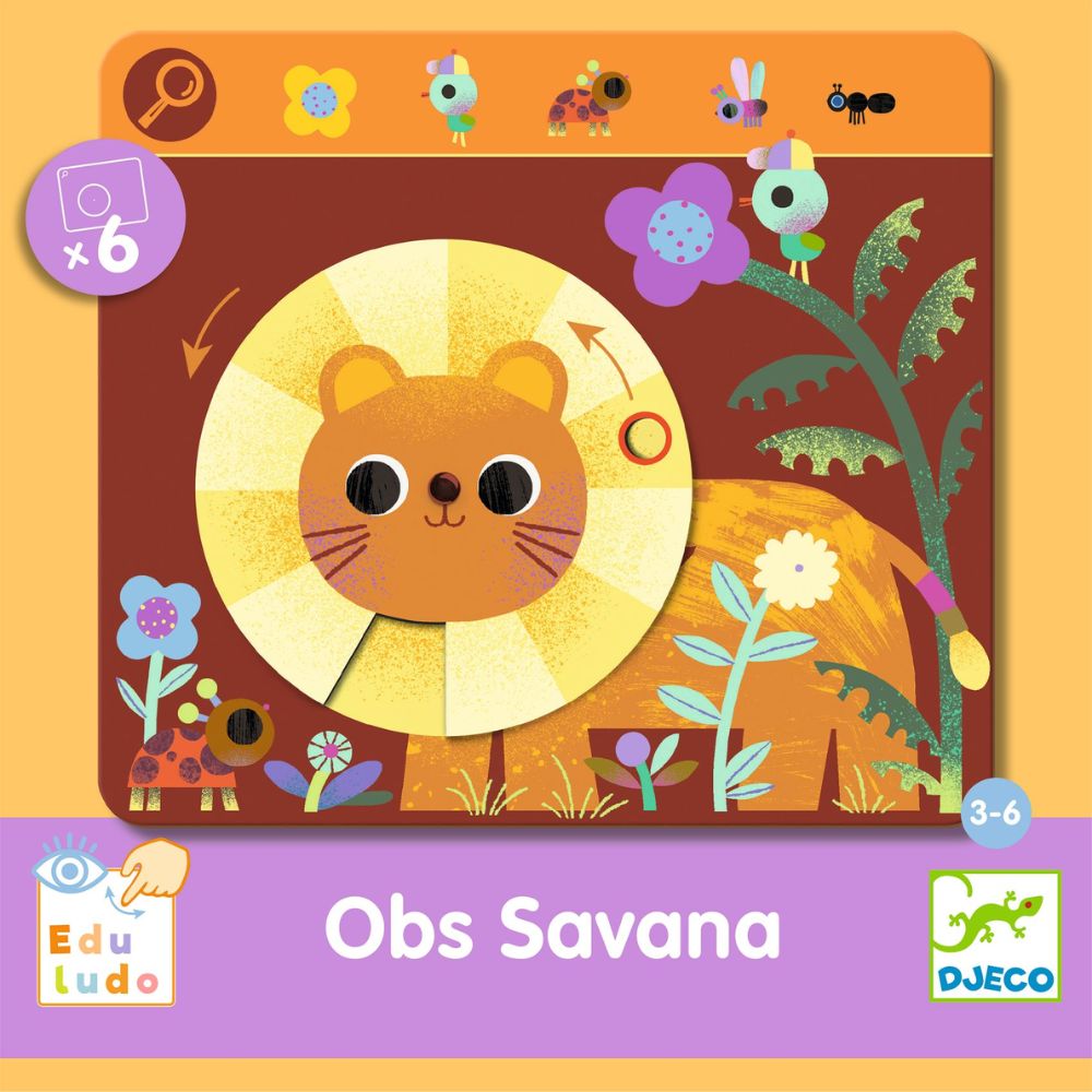 Djeco Toddler Games - Savannah Animal Seek and Find Game for Kids Ages 2-4 | Fun Early Learning Activity for Preschoolers | Perfect for Family Game Night & Indoor Playtime