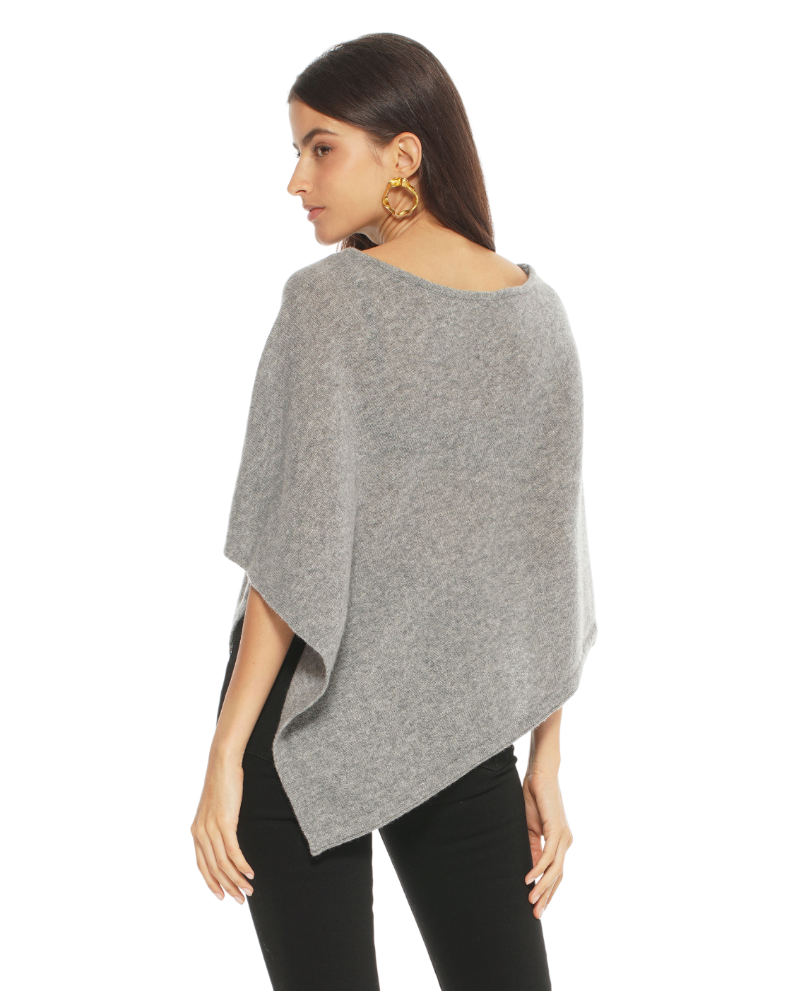 Luxury Women's Pure Cashmere Capelet Poncho - Soft Medium Grey Wrap Shawl for Fall & Winter | Perfect for Office, Travel & Evening Events