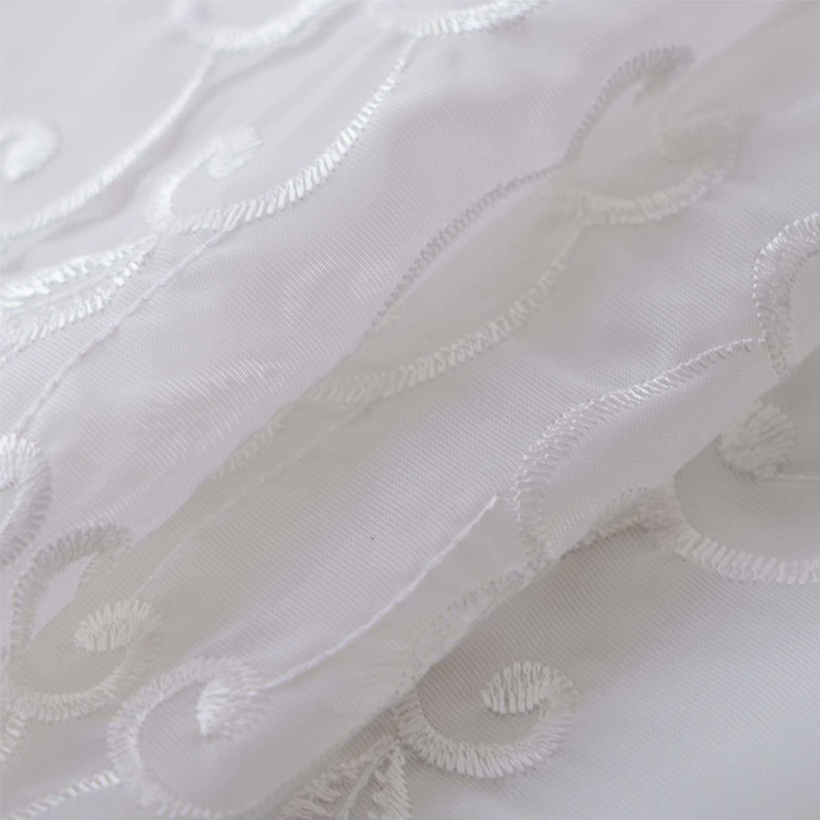 Semi Sheer Embroidered Window Valances - Soft, Durable & Breathable Short Curtain Panels 45x230cm for Living Room, Bedroom, Laundry Room - Perfect for Small Windows & Home Decor