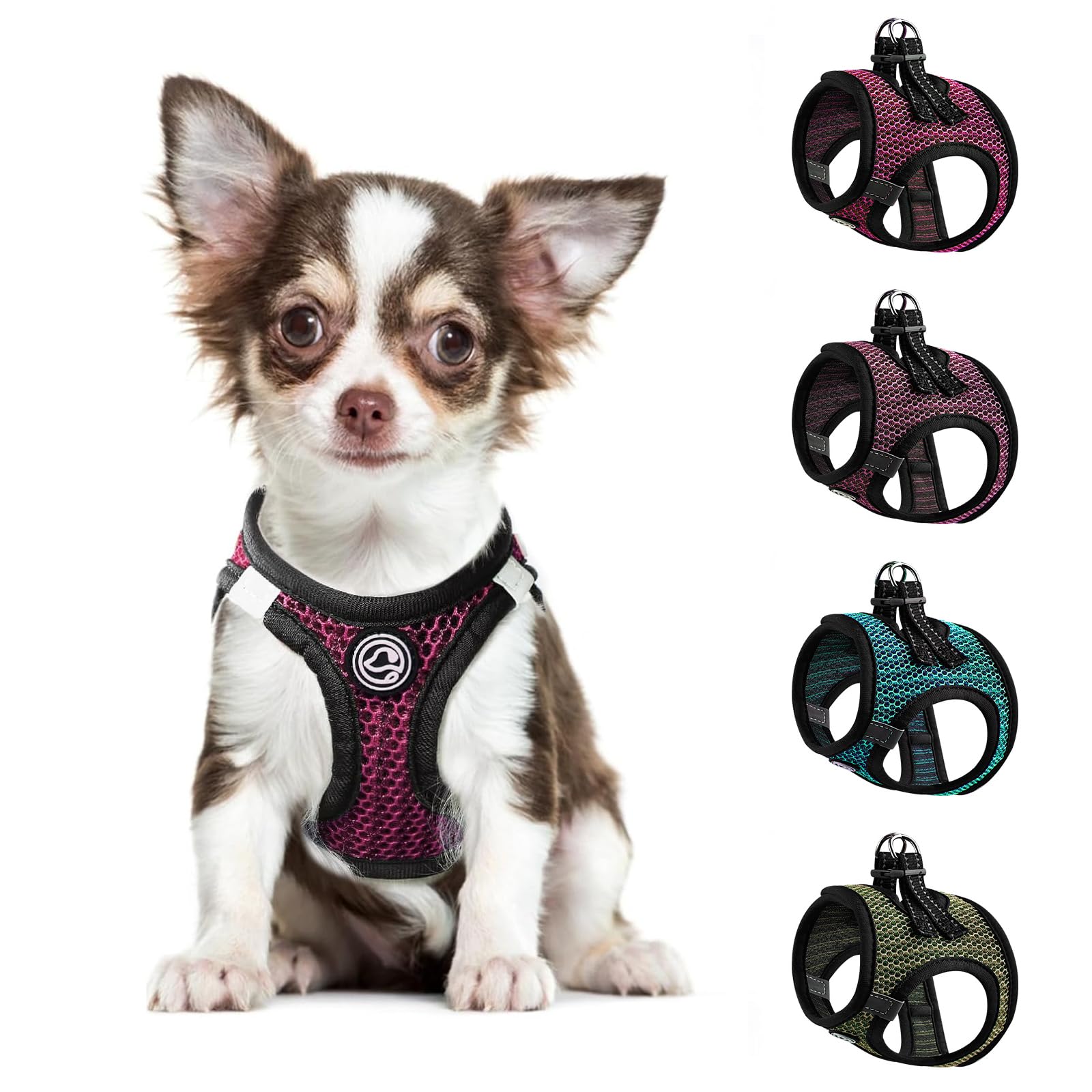 **Comfort Mesh Step-in Dog Harness - Extra Small Soft Padded Vest for Chihuahua & Small Dogs - Lightweight Puppy Harness for Outdoor Walking, Jogging & Travel (Rose, XXX-Small)**
