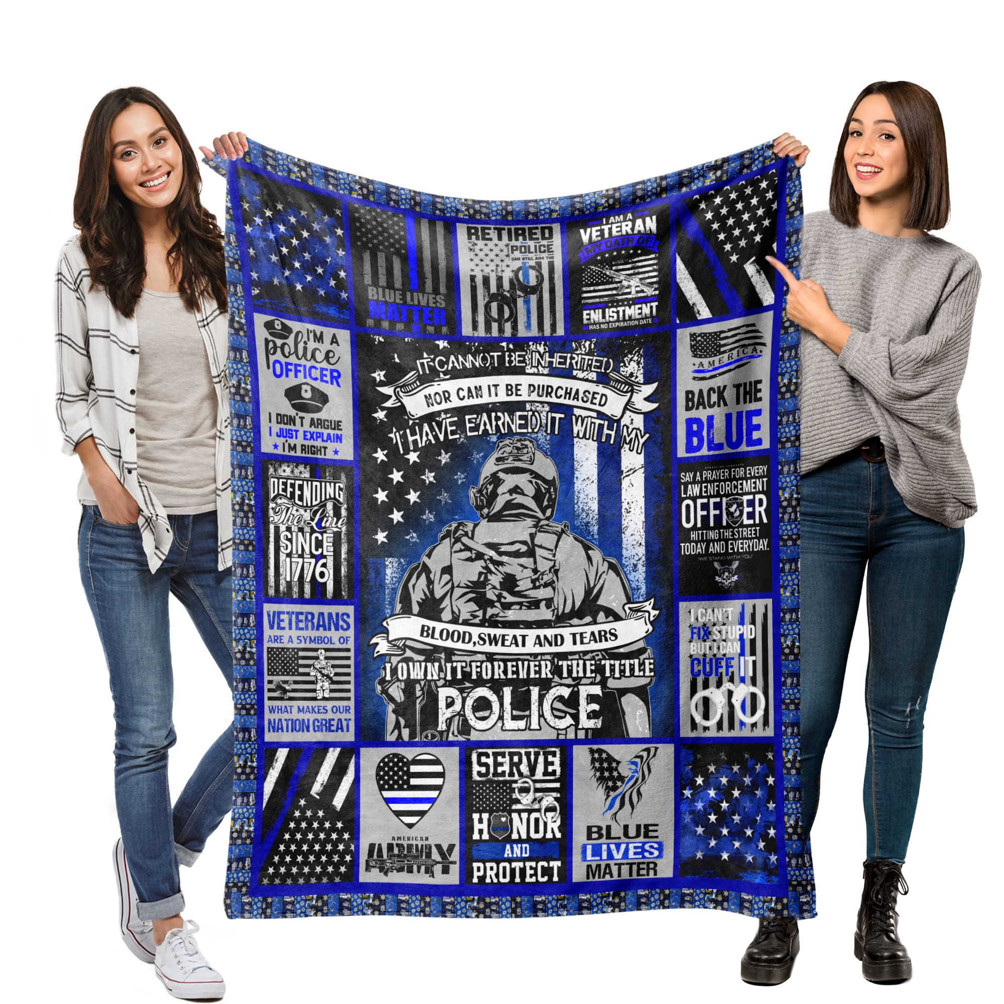 Thin Blue Line Flag Fleece Blanket - Super Soft & Warm 60x80 Inch Throw for Couch, Bed, Sofa - Perfect for Police Supporters & Home Comfort | USA Made