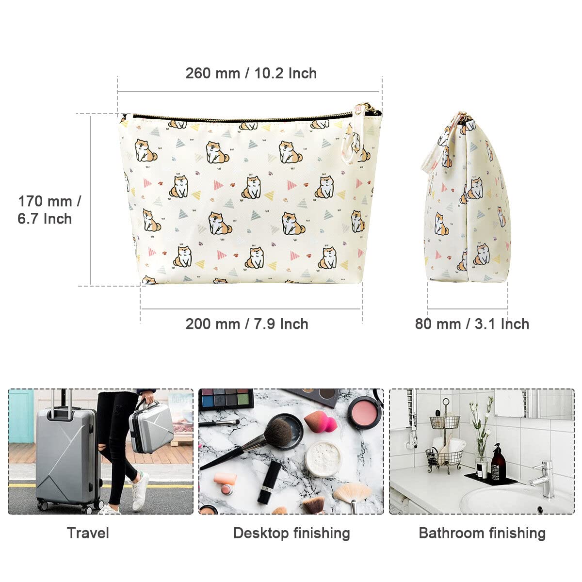 Kamo Makeup Bags for Women - Waterproof Cosmetic Organizer with Zipper, Travel Toiletry Bag, Pencil Case | Perfect for Travel, Gym, Work & Daily Essentials Storage
