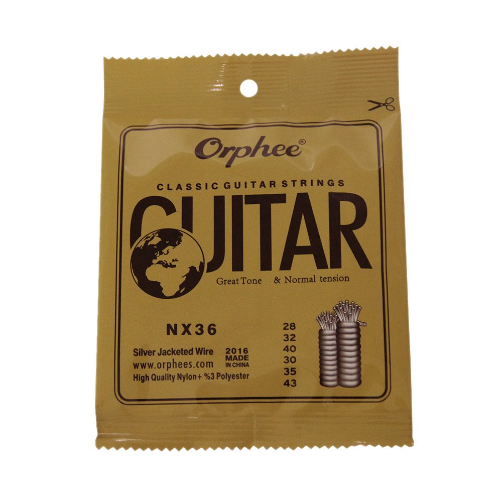 Premium Nylon Classical Guitar Strings Set - 6pcs (.028-.043) Silver-Plated Normal Tension Replacement Strings for Classical & Flamenco Guitars - Perfect for Beginners & Professional Musicians