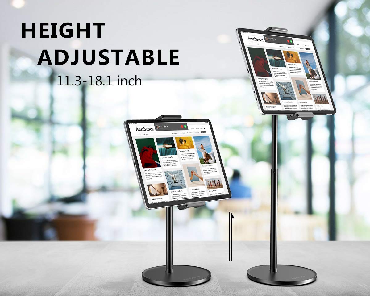 Adjustable Tablet Stand for 4.7''-13'' Screens - Multi-Angle & Height Adjustable Holder for iPad Pro 11/12.9, iPad Air/Mini, Microsoft Surface Pro - Perfect for Desk Work, Watching Movies & Video Calls