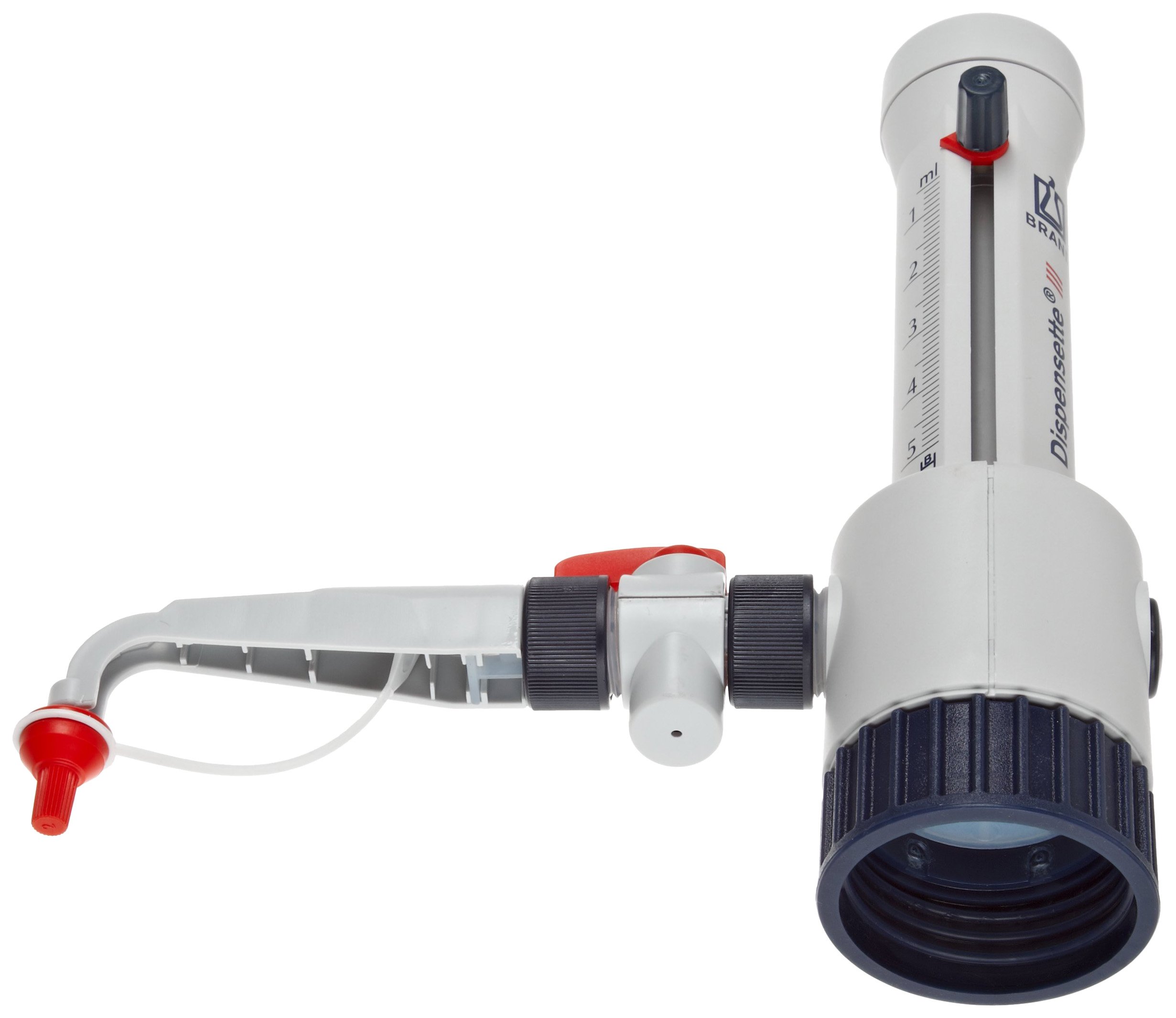 BrandTech 4701131 Adjustable Volume Bottletop Dispenser - 0.5-5mL Glass Laboratory Dispenser with SafetyPrime Valve for Precise Liquid Measurement | Ideal for Chemistry Labs, Pharmaceutical Research & Scientific Experiments
