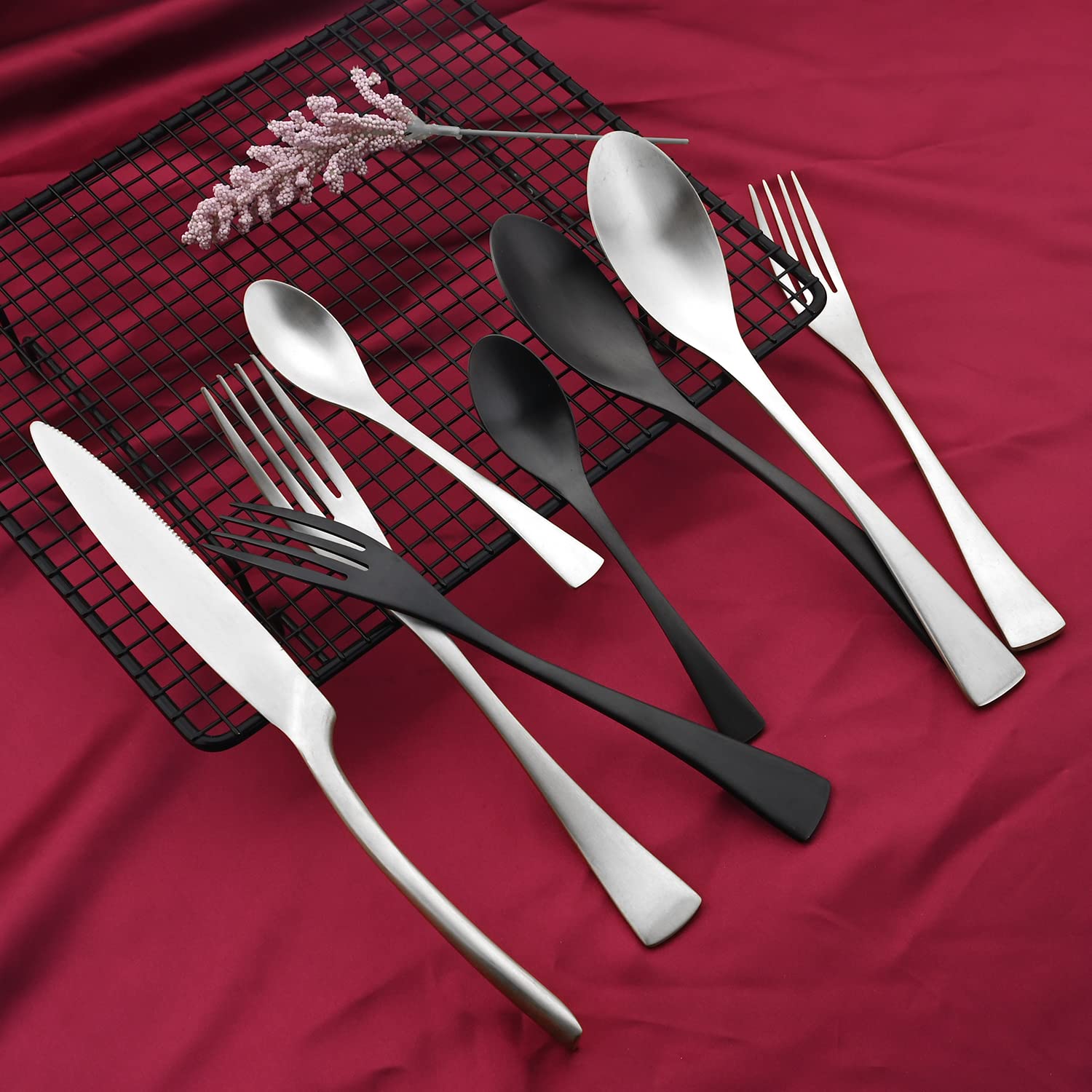 Premium 24-Piece Stainless Steel Silverware Set - Gugrida 304 Heavy Duty Flatware Cutlery for 4 People | Matte Finish Knives, Forks & Spoons | Dishwasher Safe | Perfect for Dinner Parties, Restaurants & Everyday Dining