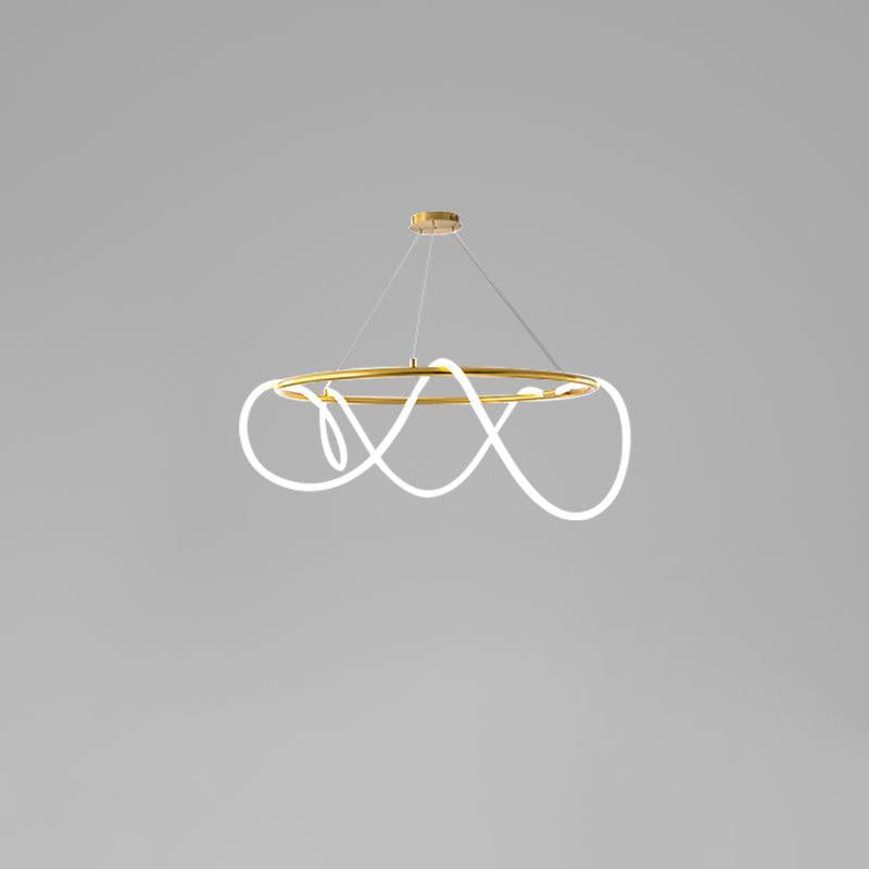 Modern Flexible Linear Curve Chandelier - Adjustable LED Pendant Light for Dining Room, Kitchen Island, Living Room & Bedroom Lighting