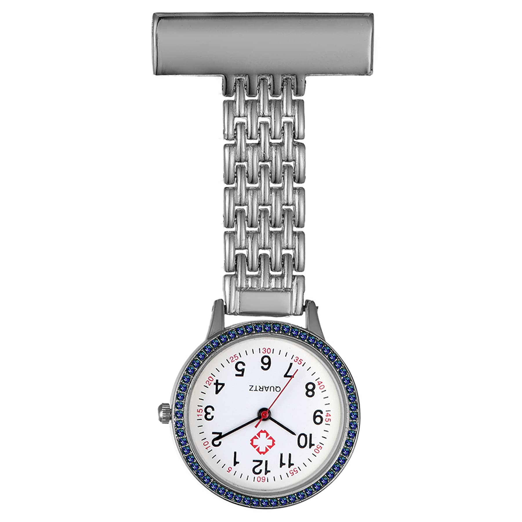 Avaner Stainless Steel Nurse Pocket Watch - Analog Quartz Fob Watch with Lapel Pin - Perfect for Medical Professionals, Vintage Enthusiasts & Steampunk Fashion