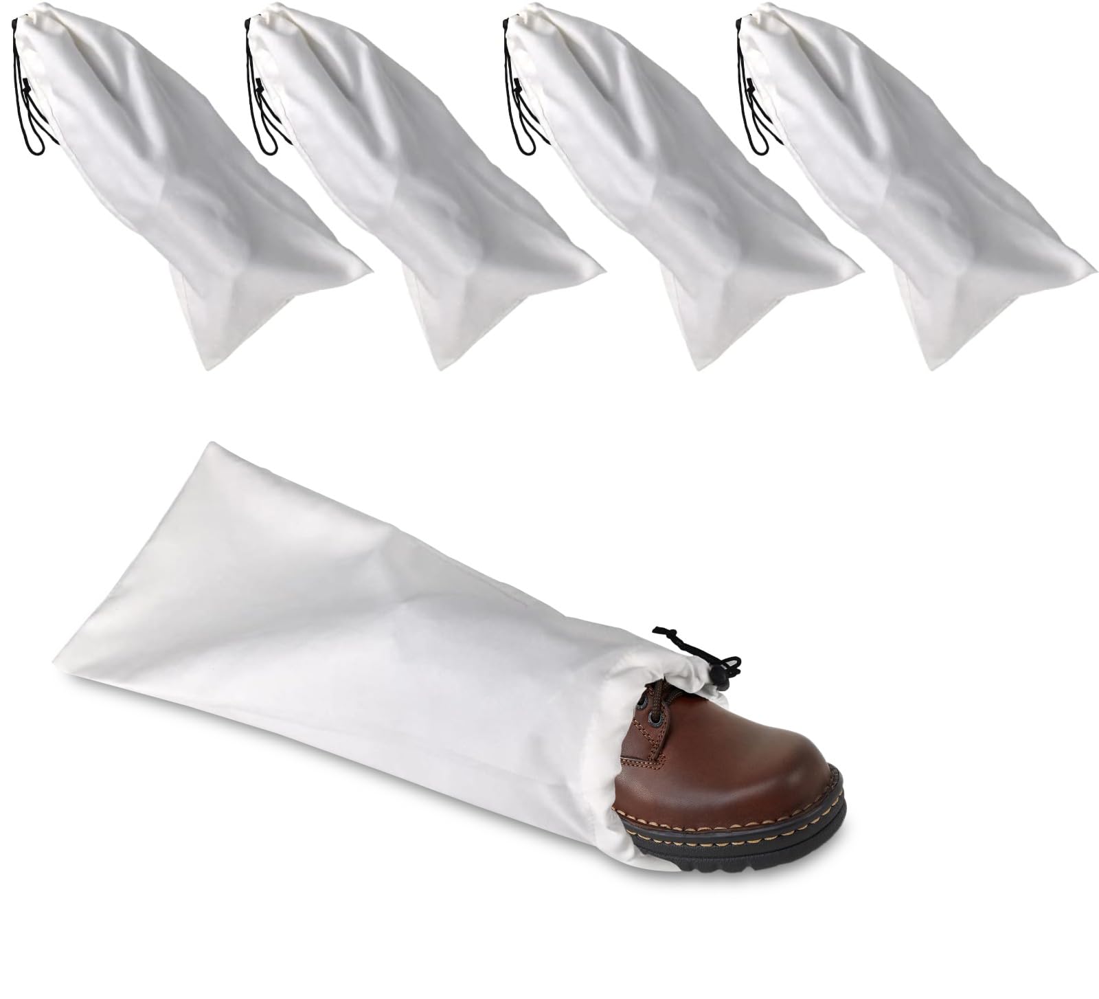 100% White Cotton Drawstring Bags for Shoes, Storage, Pantry & Gifts - 10