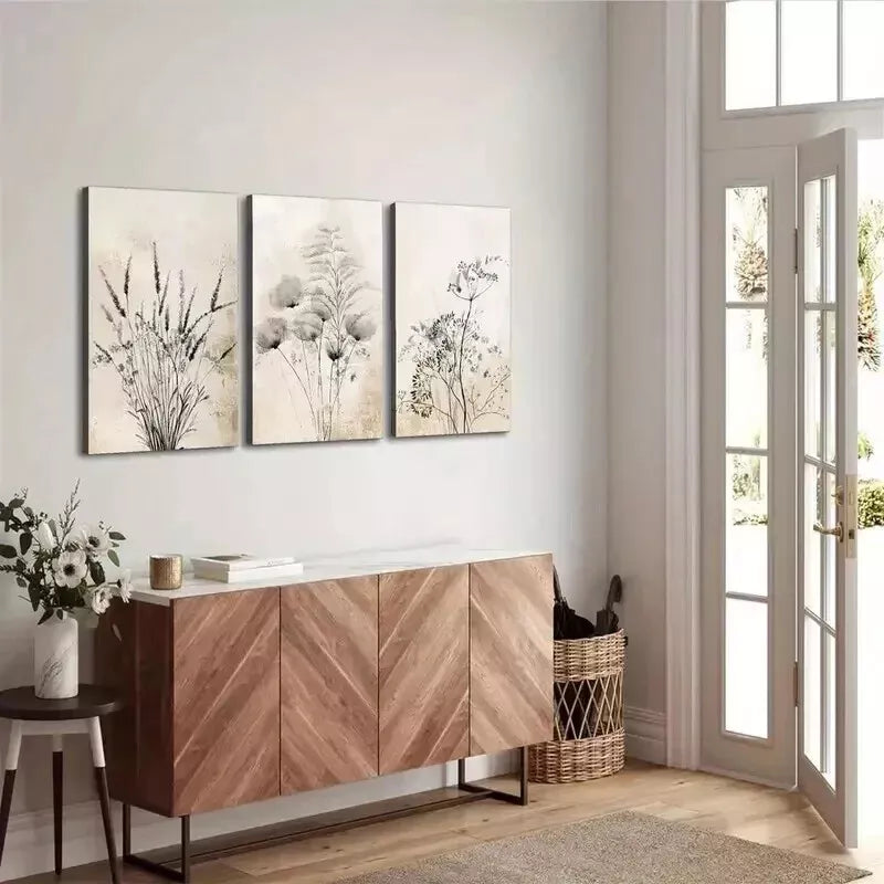 3-Piece Wildflower Meadow Wall Art Set - Framed Canvas Prints 50x70cm (20x28in) - High Quality Australian Made Home Decor - Perfect for Living Room, Bedroom & Office Decor
