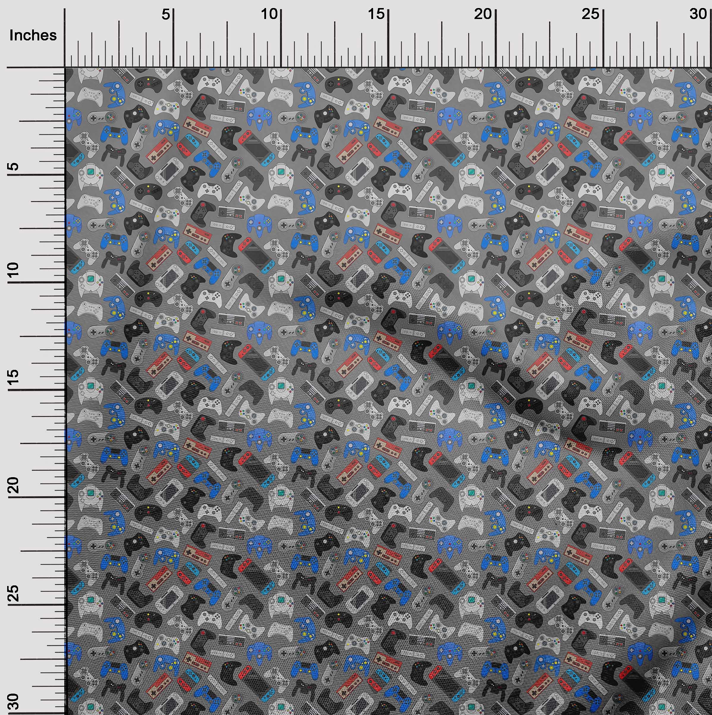 oneOone Cotton Jersey Gray Video Game Printed Fabric - 58 Inch Wide DIY Sewing Material for Clothing, Quilting & Crafts | Soft & Durable Fabric by The Yard for Cosplay, T-Shirts & Home Decor