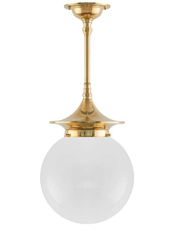Dahlberg Pendant Ceiling Lamp - 100mm Brass with Opal Glass Shade for Bathroom & Living Room Lighting | Modern & Elegant Home Decor