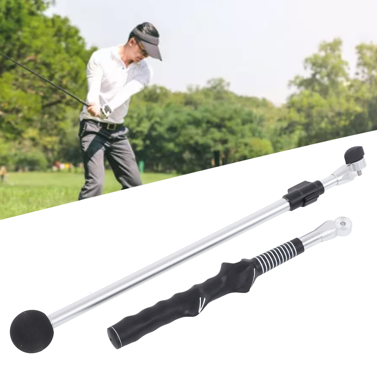 Premium Golf Swing Trainer for Tempo & Flexibility - Adjustable Warm-Up Stick for Indoor & Outdoor Practice | Perfect for Driving Range, Backyard & Golf Course Training (Black)