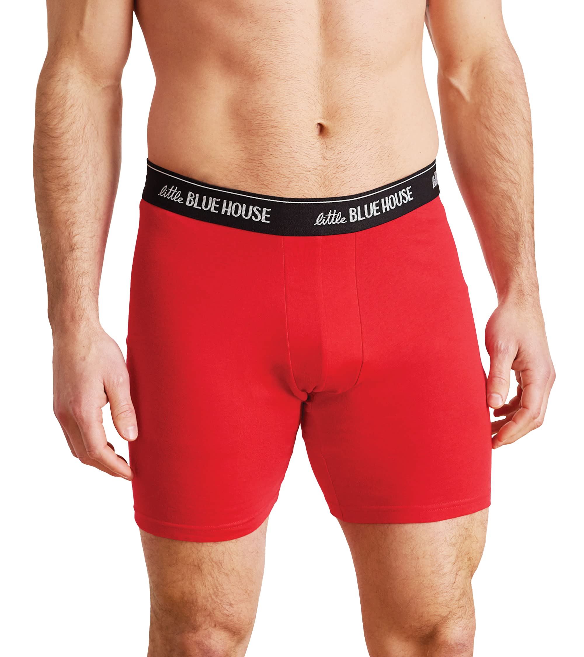 Hatley Men's Holiday Boxer Shorts - Little Blue House Print - Comfortable Cotton Underwear for Christmas & Festive Season Gifts