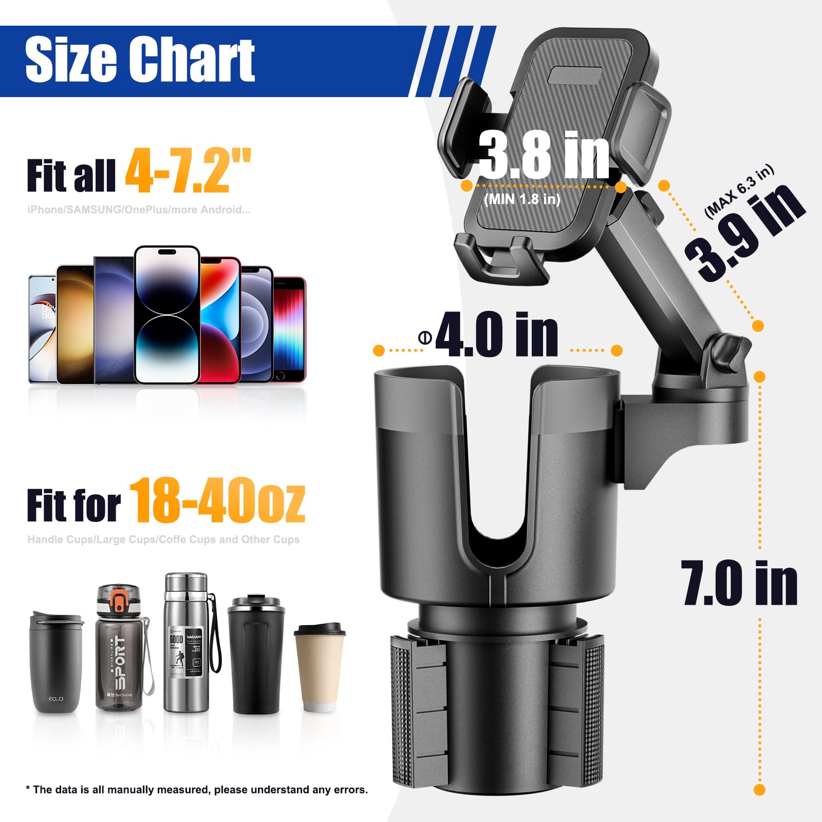 360° Rotating Car Cup Holder Phone Mount for 4-7