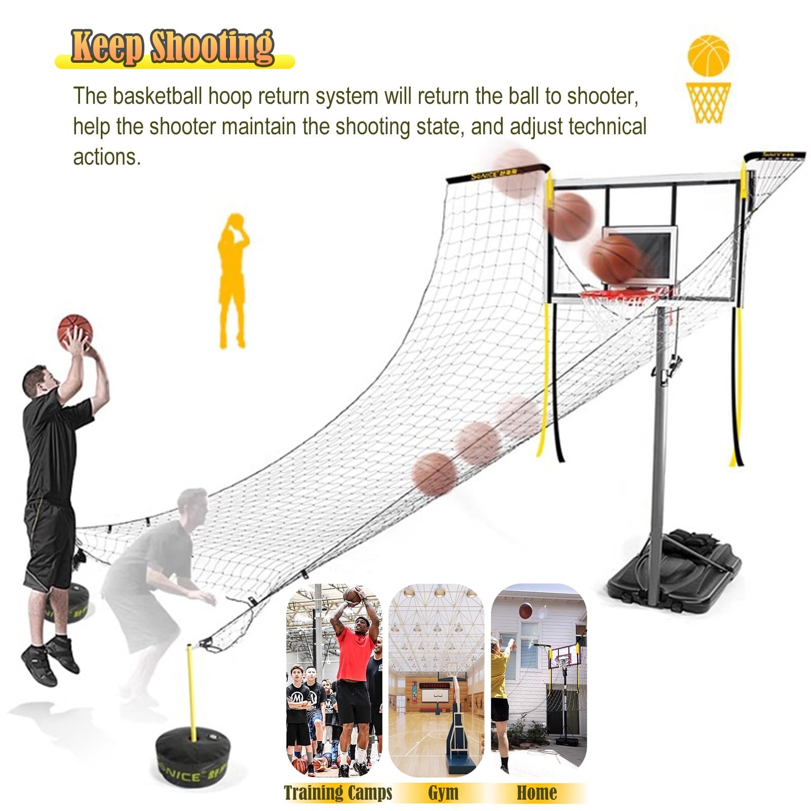 Best Basketball Rebounder Trainer - Heavy Duty Outdoor Basketball Shooting Return System for Hoop Practice | Perfect for Solo Drills, Backyard Training & Skill Development