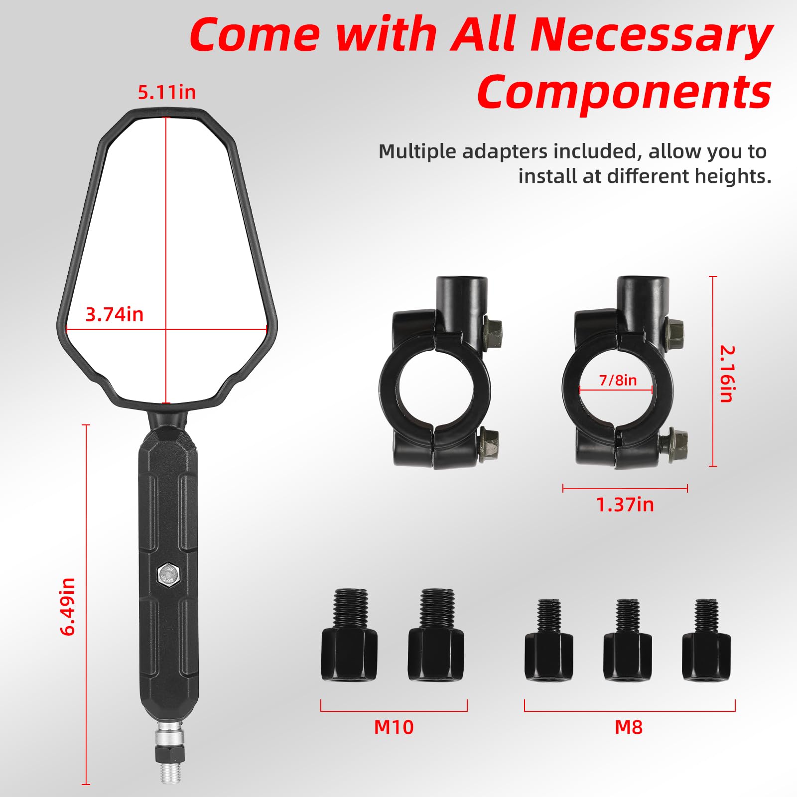 Adjustable Motorcycle Mirrors 7/8