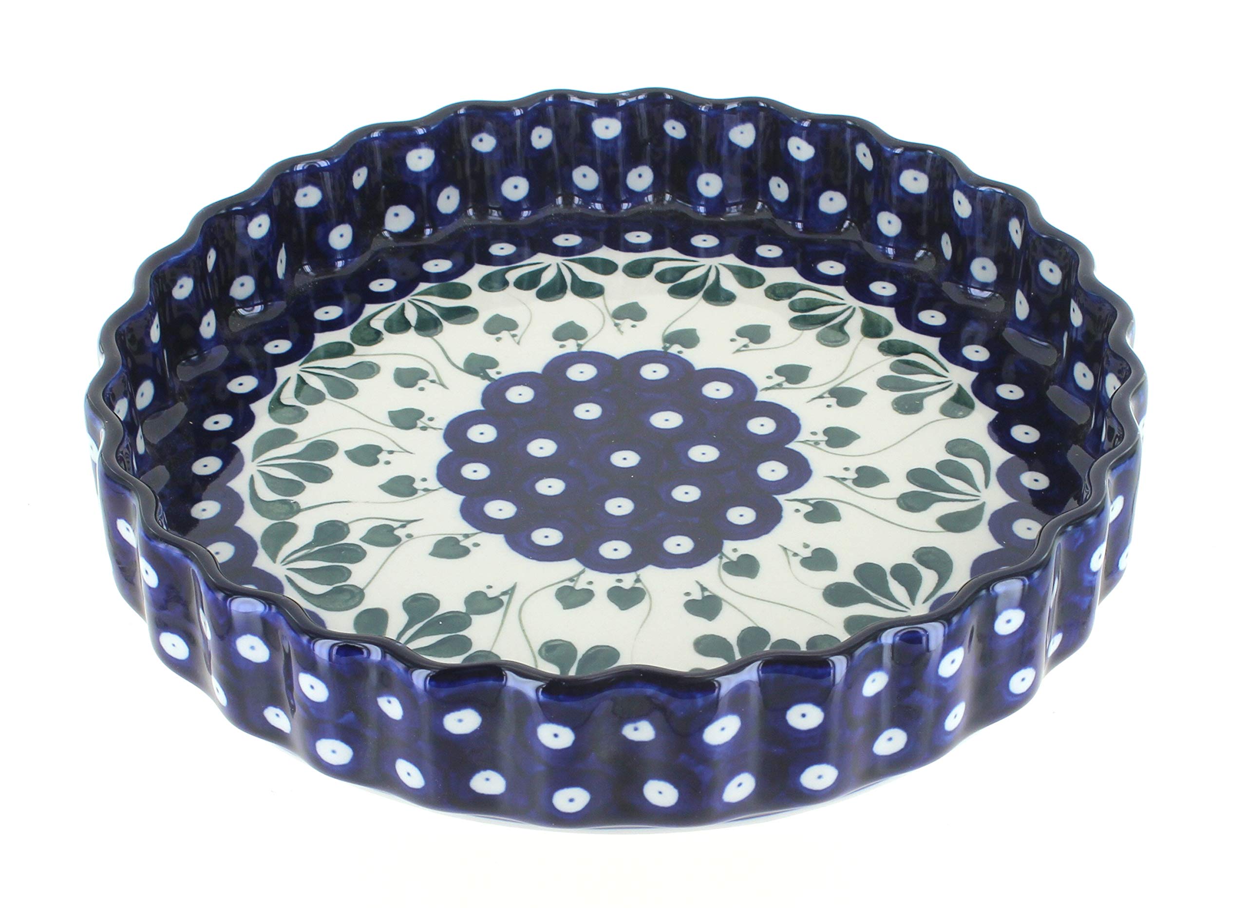 Hand-Painted Blue Rose Polish Pottery Alyce Torte Plate - Elegant Serving Dish for Desserts, Cakes & Special Occasions
