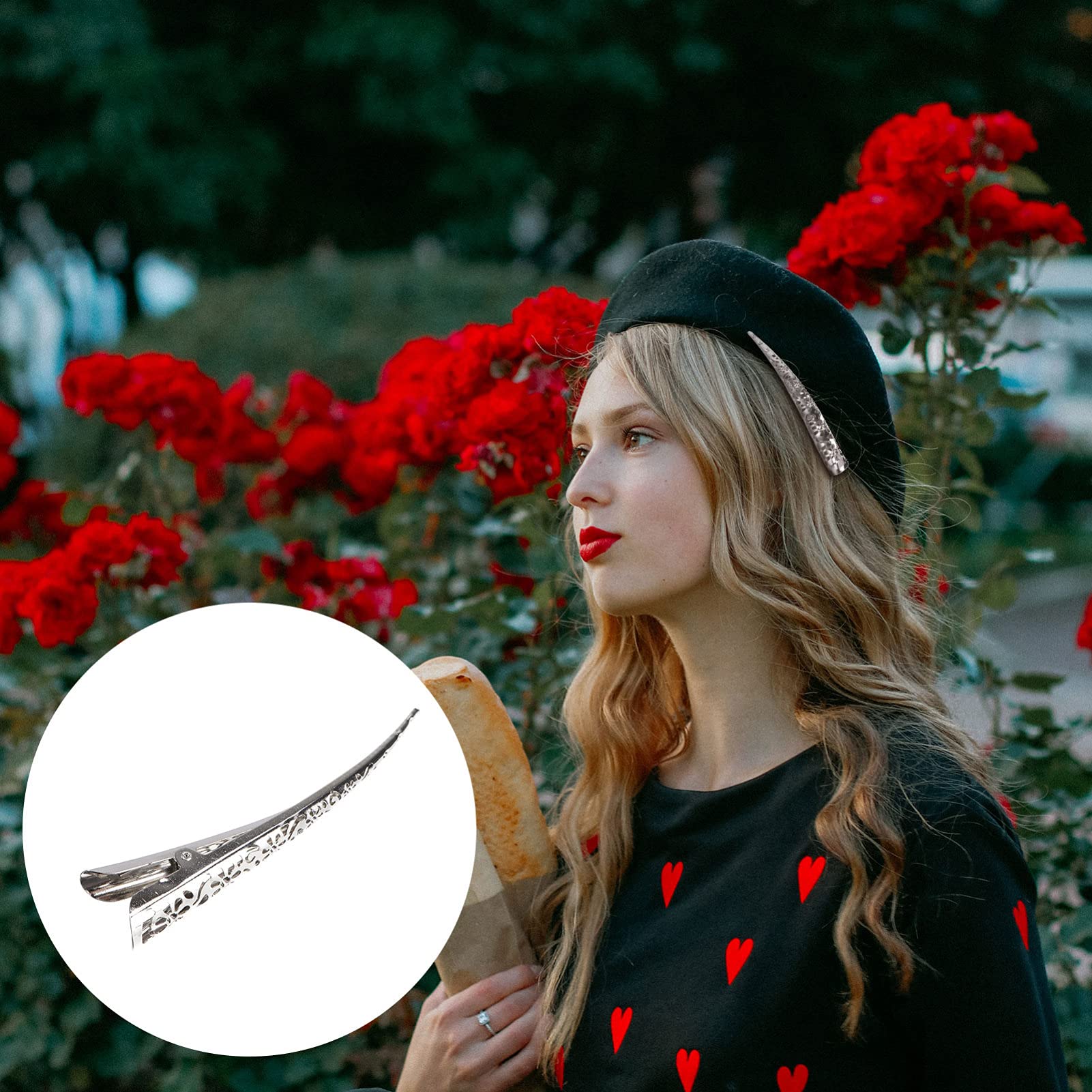 4PCS Hollow Metal Alligator Hair Clips for Women & Girls - Silver Hair Accessories without Teeth for Curling, Styling & Everyday Use