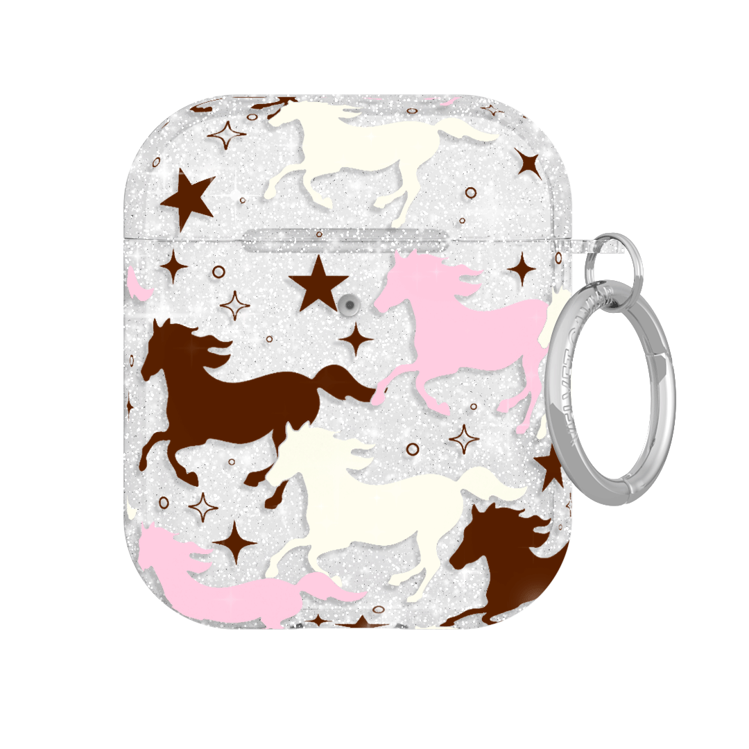 Pink Pony Glitter AirPods Case - Cute Sparkling Protective Cover for Apple AirPods 1/2/3 & Pro - Perfect for Girls, Teens, Gift Giving & Everyday Use