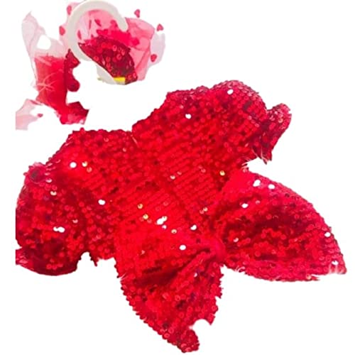 Christmas Baby Girl Dress - Red Sequin Dress for Kids 3-7 Years | White Feather Hanukkah Holiday Dress | New Year Bow Party Outfit for Toddlers (UK Sizing) - Perfect for Holiday Photos, Family Gatherings & Special Occasions