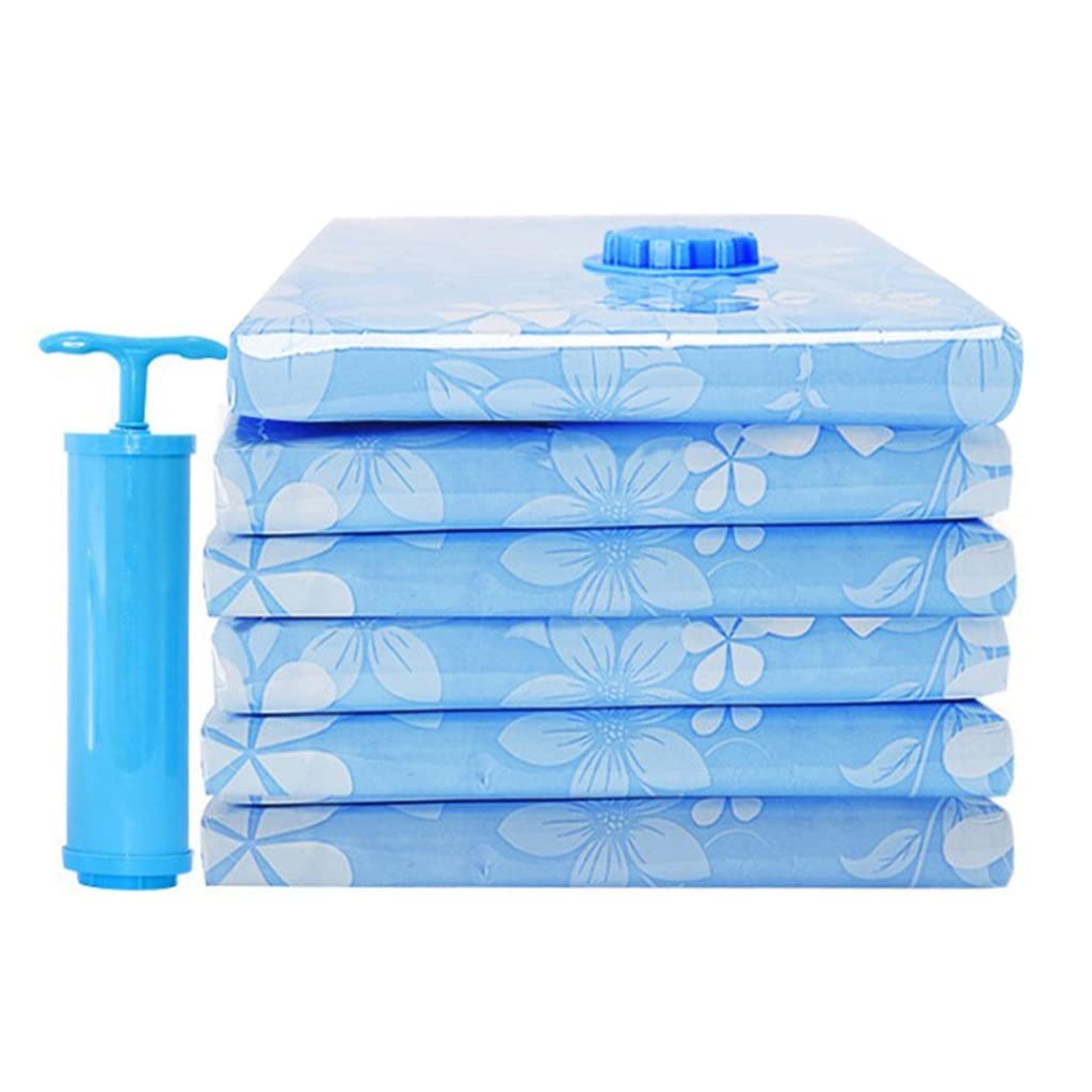 7-Pack Thickened Vacuum Storage Bags for Clothes & Blankets - 100x70cm Space Saving Compression Bags with Hand Pump | Reusable Travel Storage Organizer for Closet, Moving & Seasonal Clothes (Blue)