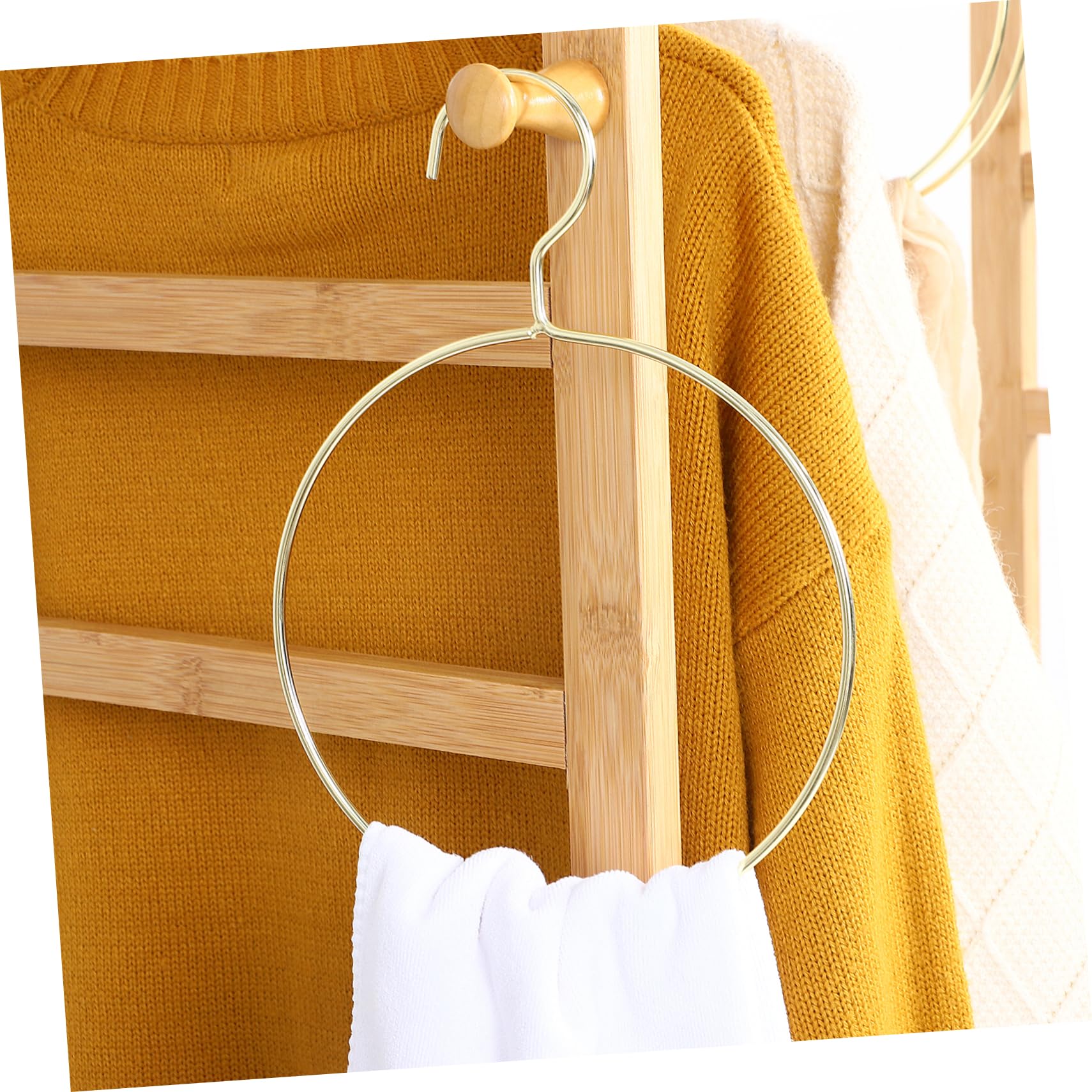 5pcs Heavy Duty Underwire Bikini Belt Rack - Gold Circle Tie Rack & Belt Ring Hanger for Pants, Scarves, Towels Organization - Perfect for Closet Storage and Wardrobe Accessories Display