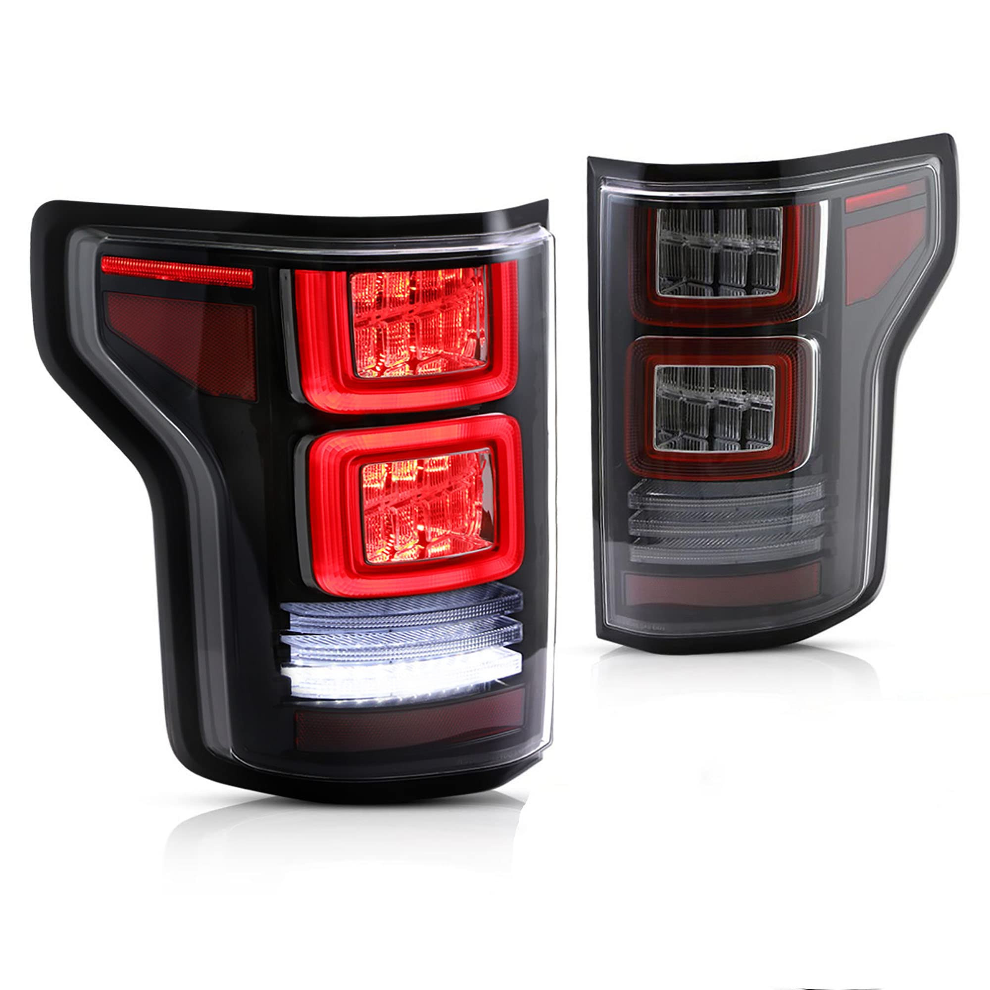 VLAND LED Tail Lights for Ford F150 & Raptor 2015-2019 | Red Turn Signal | Compatible with Halogen Models (Excludes XLT/Lariat & BLISS) | Clear Lens Design | Upgrade Your Pickup Truck's Style & Safety for Night Driving & Off-Road Adventures