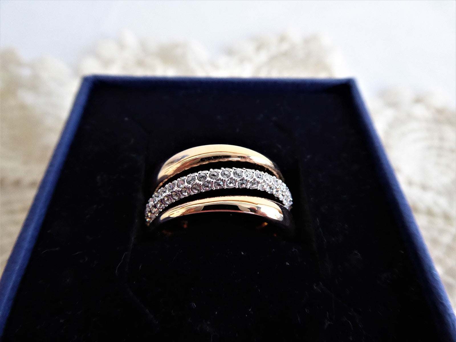 Swarovski Exact Ring Entwined CZ & Rose Gold Plated Stackable Rings Set with Original Box - Perfect for Weddings, Anniversaries & Special Occasions