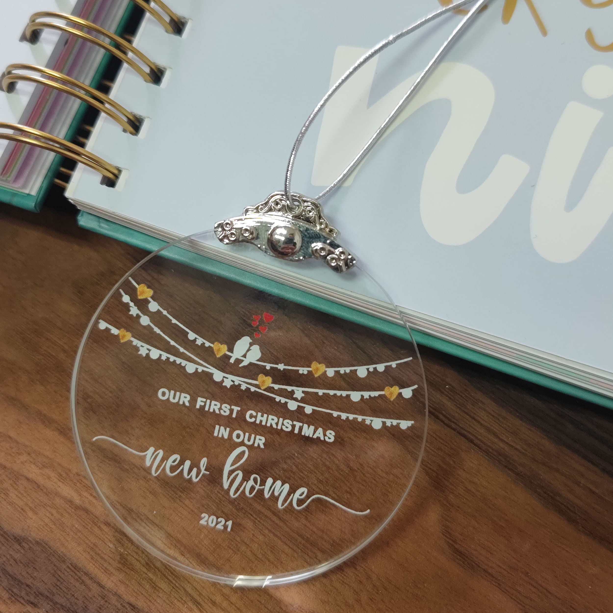 First Christmas in Our New Home Ornament - Round Crystal Glass Keepsake for Housewarming, Wedding & Couple Gifts - Perfect for Xmas Tree Decor and New Home Celebration